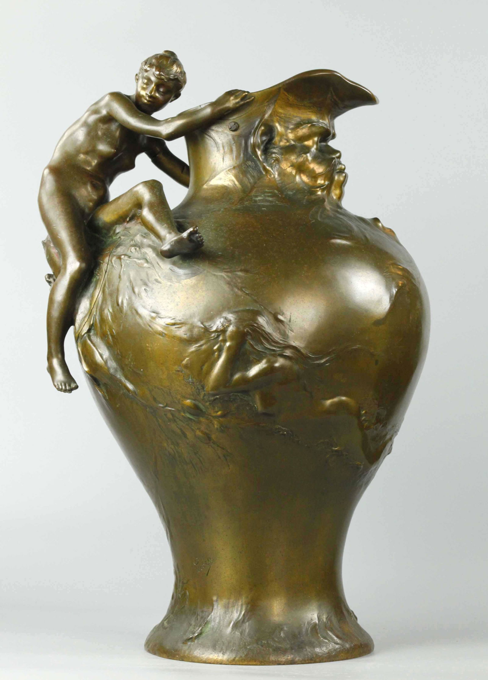 Tiffany Signed Art Nouveau Huge Bronze Vase (1 of 12)