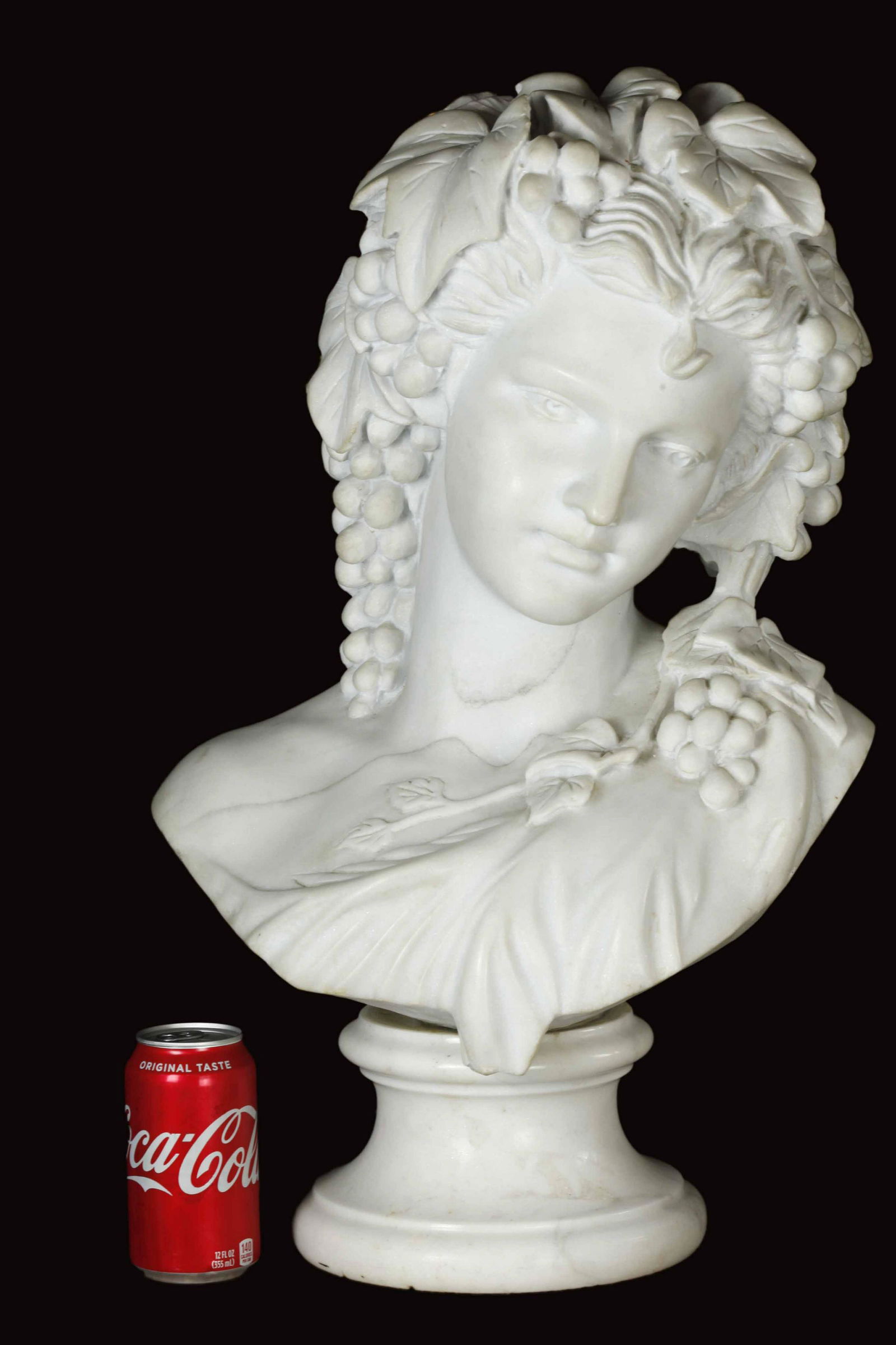 19th century carrara marble of pretty woman bust (1 of 9)