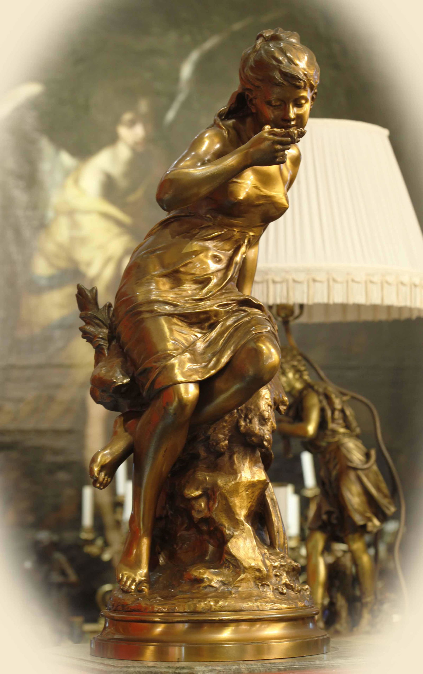 19th century gold washed bronze sculpture, signed (1 of 7)