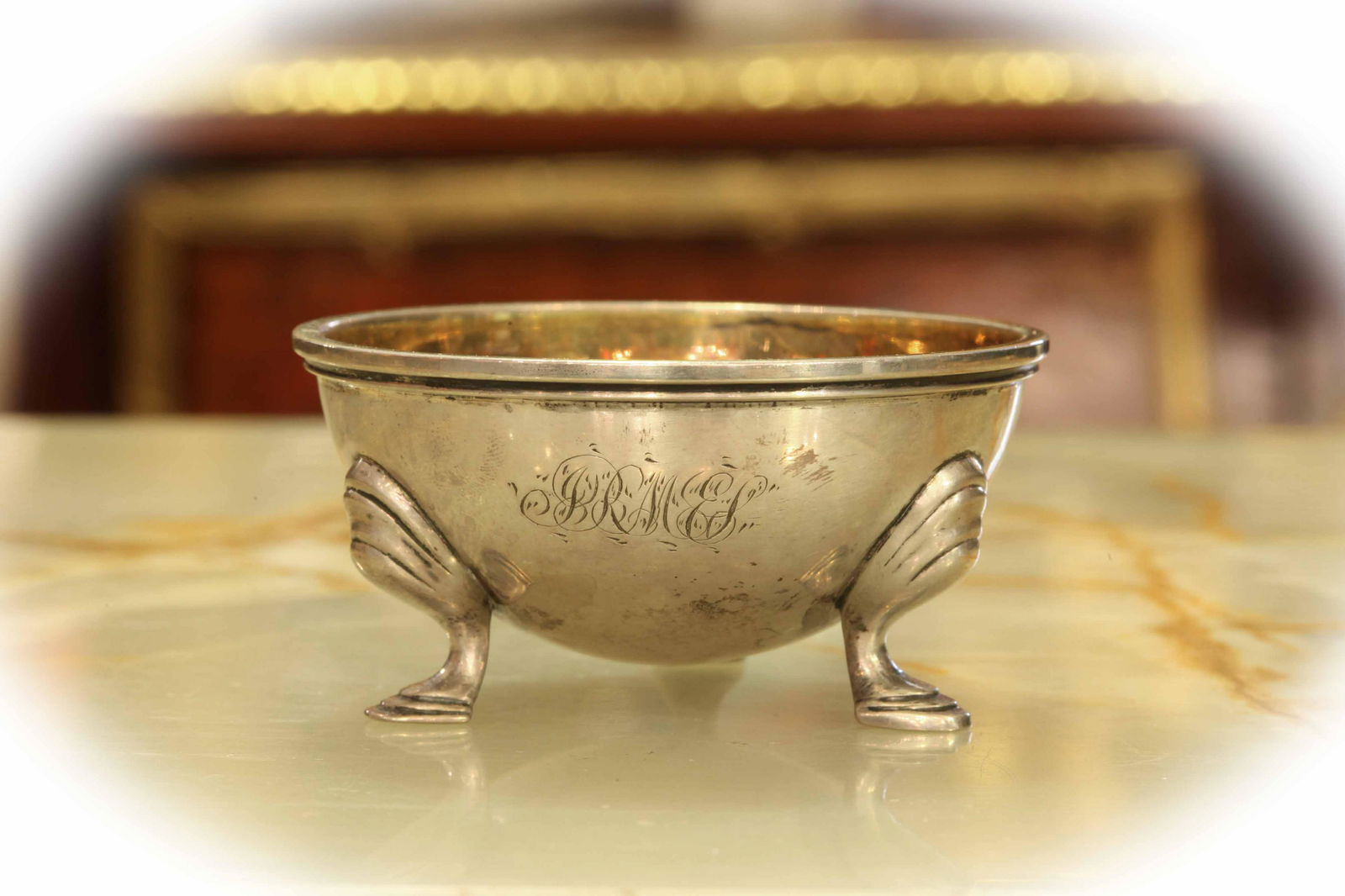 Tiffany sterling silver bowl with three legs, marked (1 of 5)