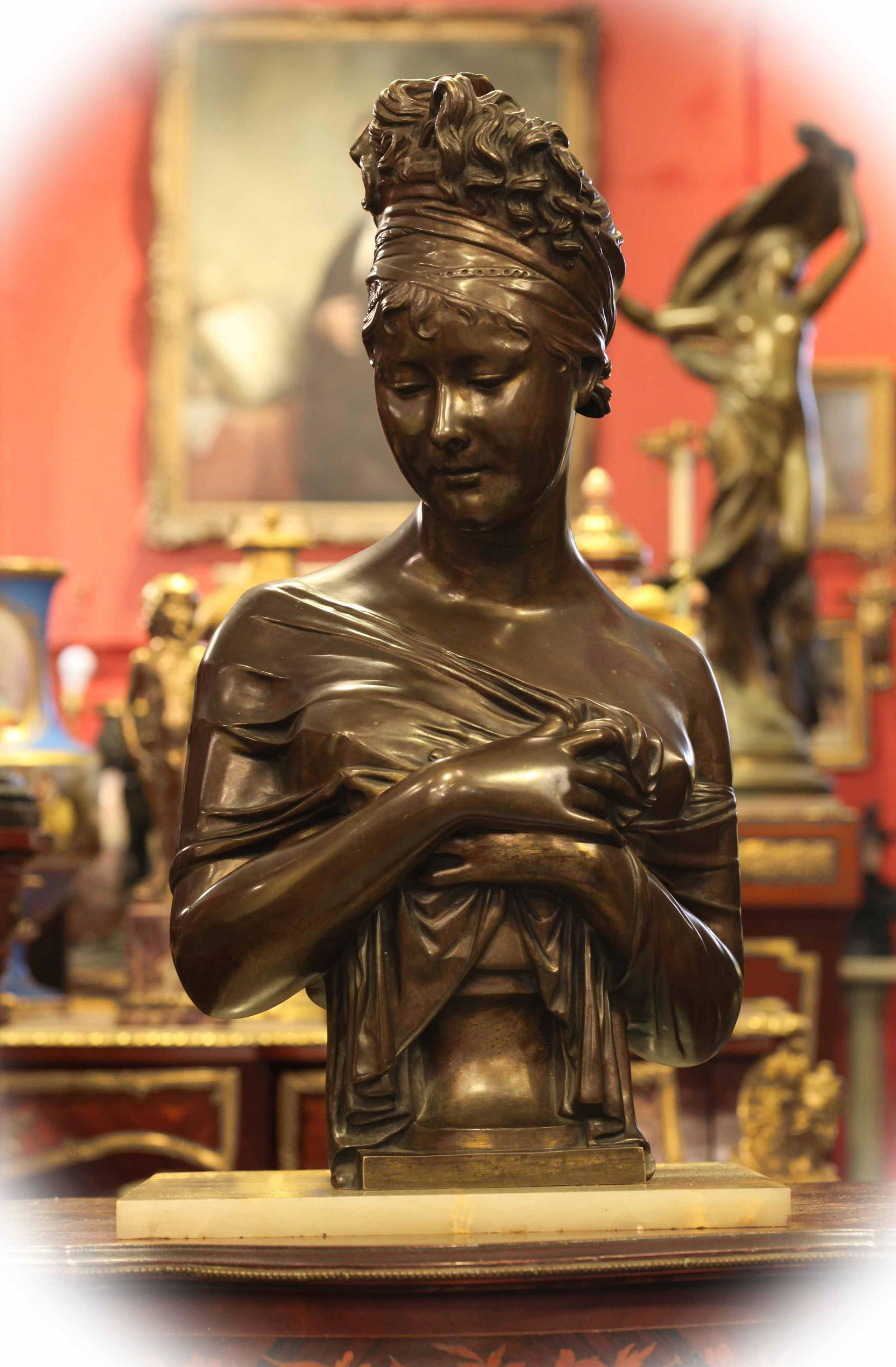 19 C bronze with brown patina bust of Madame Ré (1 of 8)