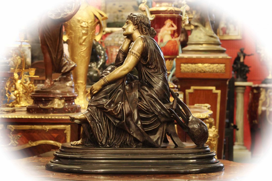 19 C two tone bronze sculpture on black marble base, (1 of 10)