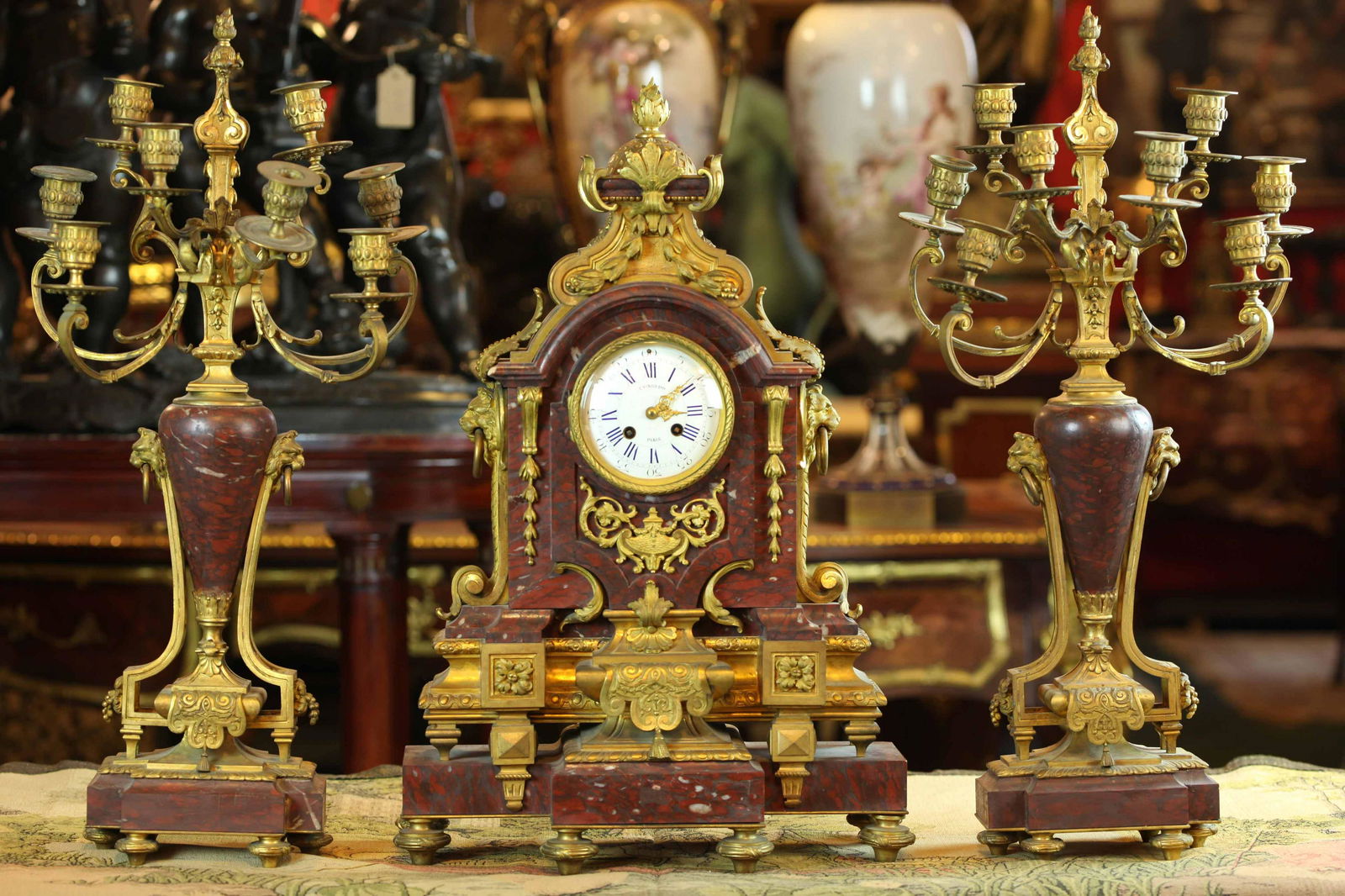 19th century Dore bronze clock set by RAINGO FRES (1 of 13)