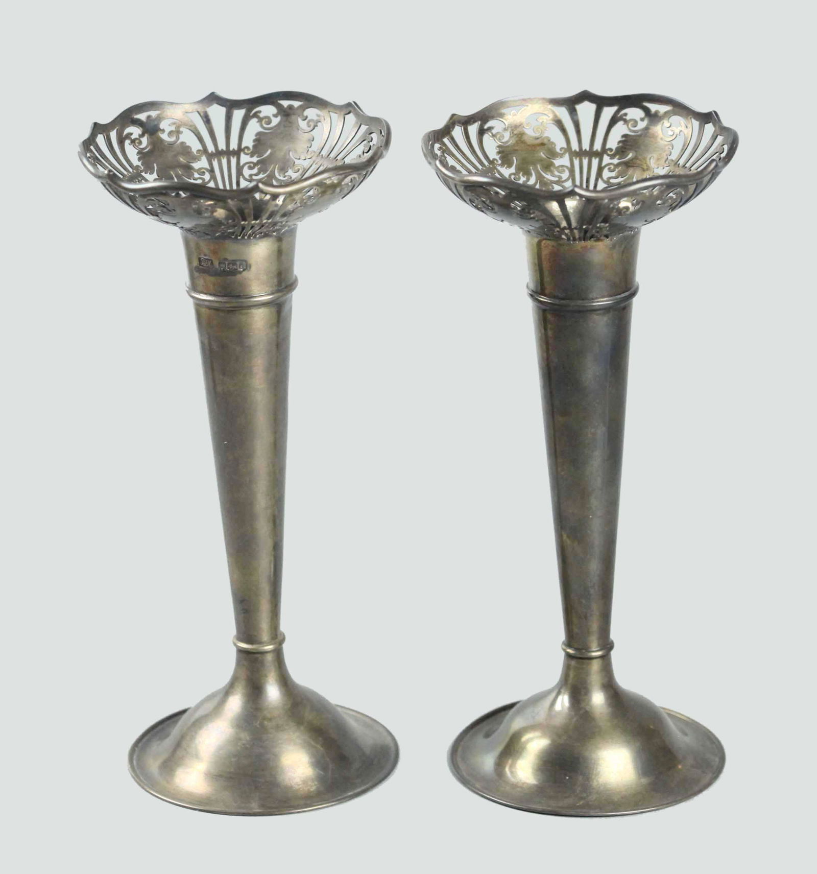 19th century pair English sterling silver vases (1 of 6)