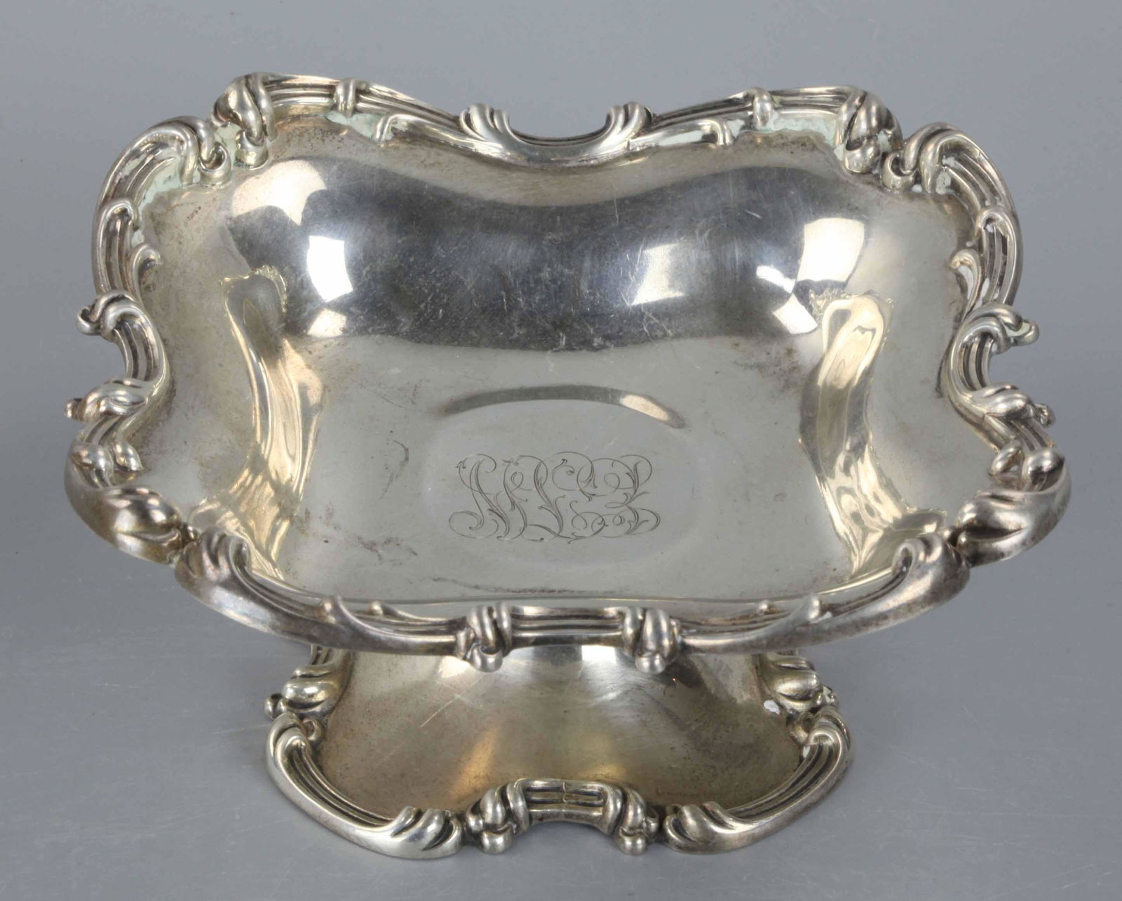 19th century sterling silver compote with monogram (1 of 9)