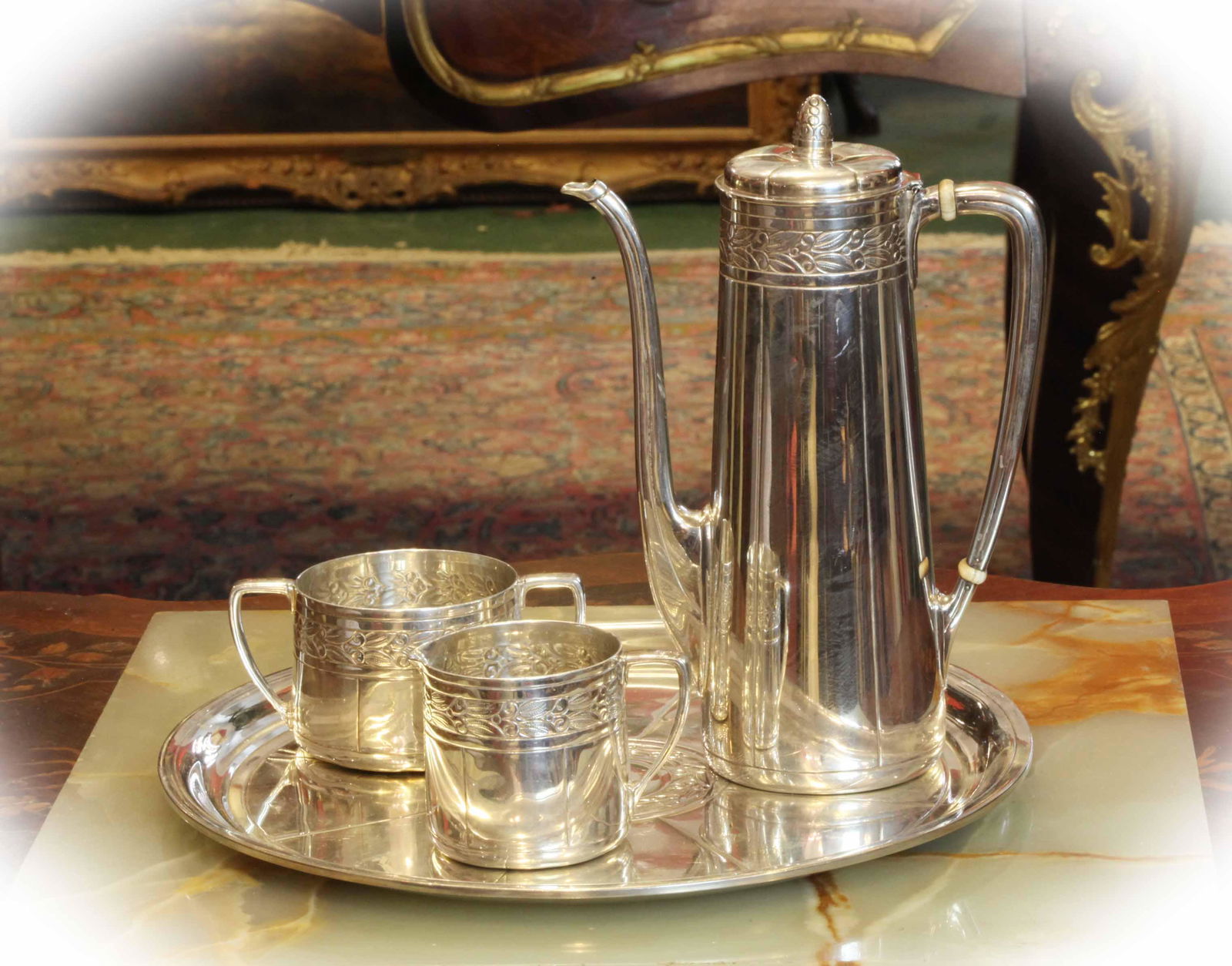 Early 20 C Tiffany & Co. sterling silver coffee set, (1 of 10)