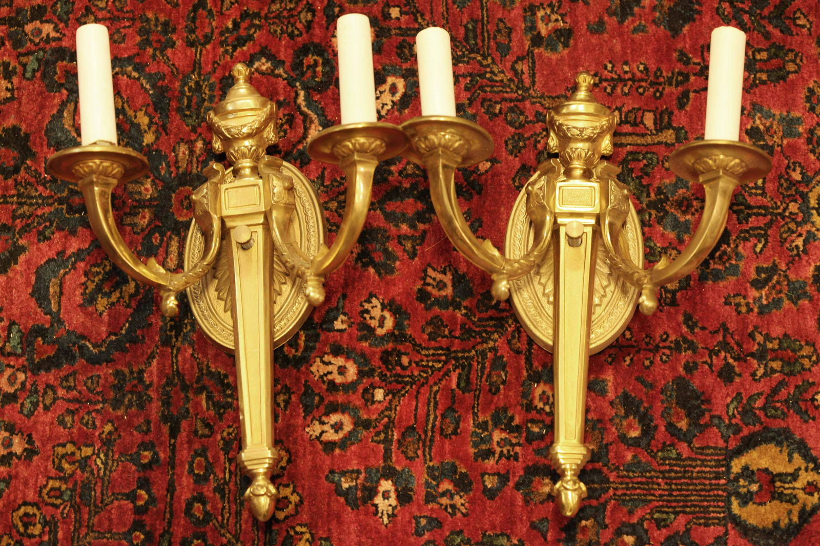 Pair of antique French Dore bronze wall sconces (1 of 4)