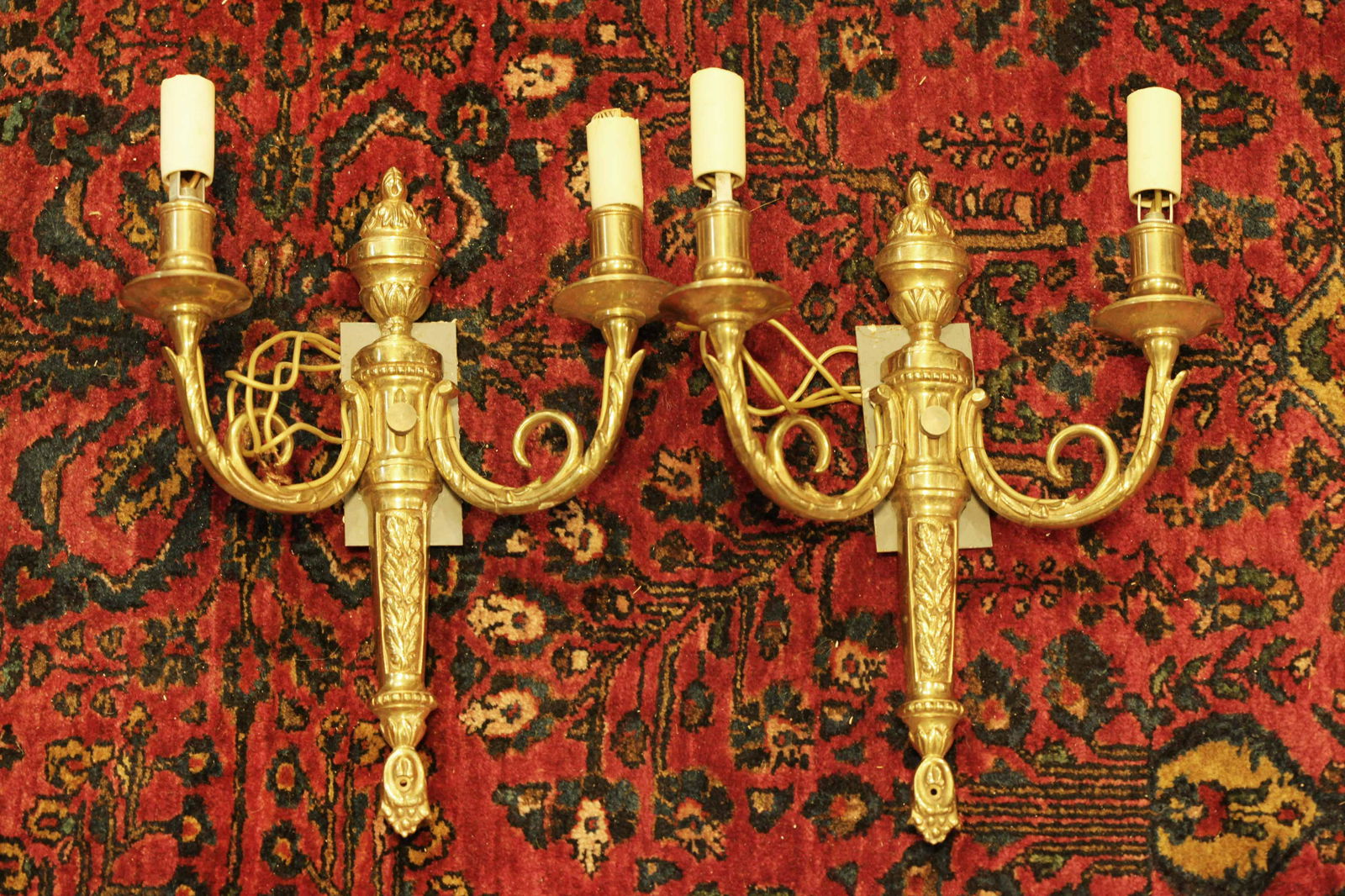 Pair of antique French Dore bronze wall sconces (1 of 4)