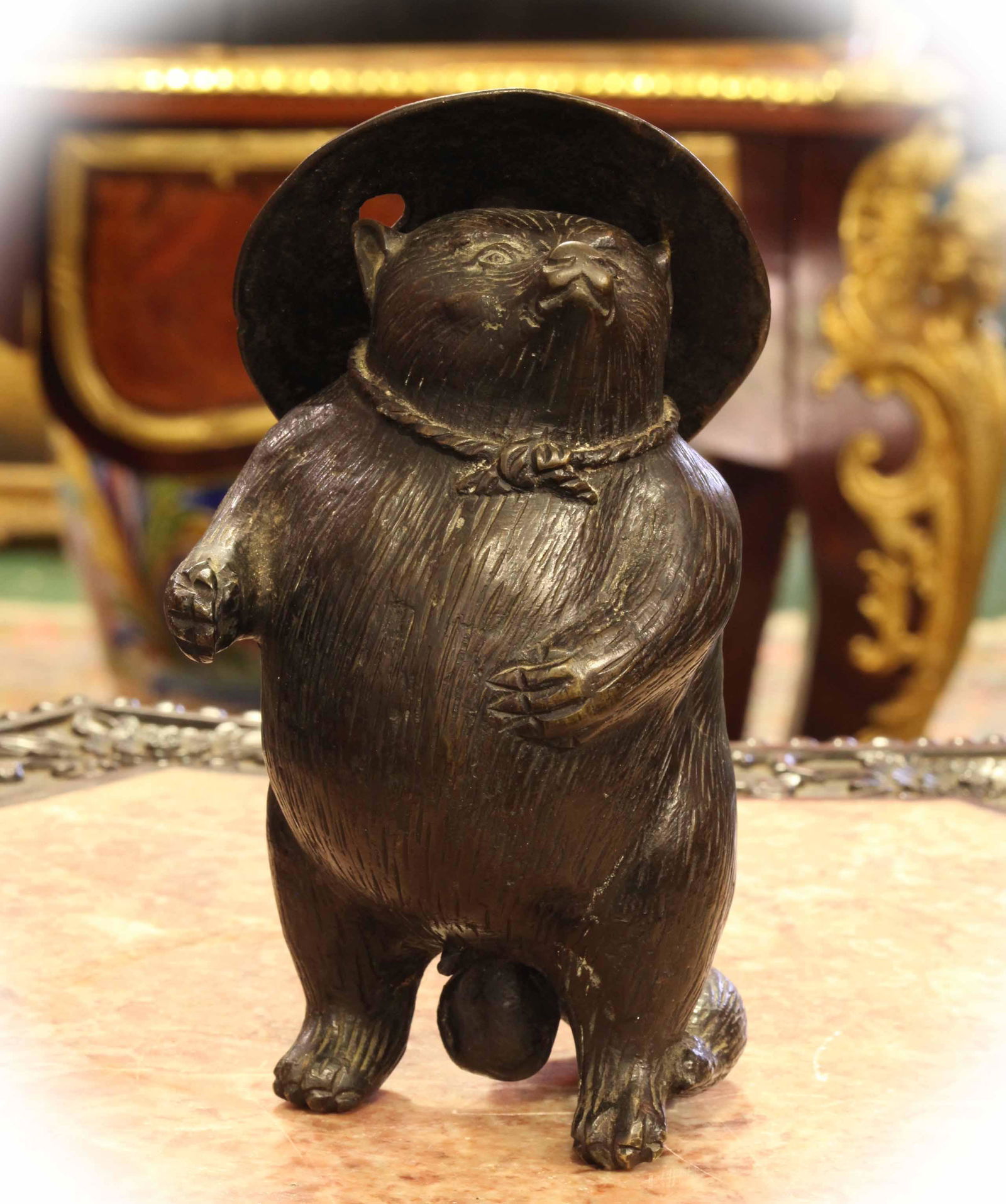 Vintage Japanese bronze incense burner, two pieces (1 of 4)