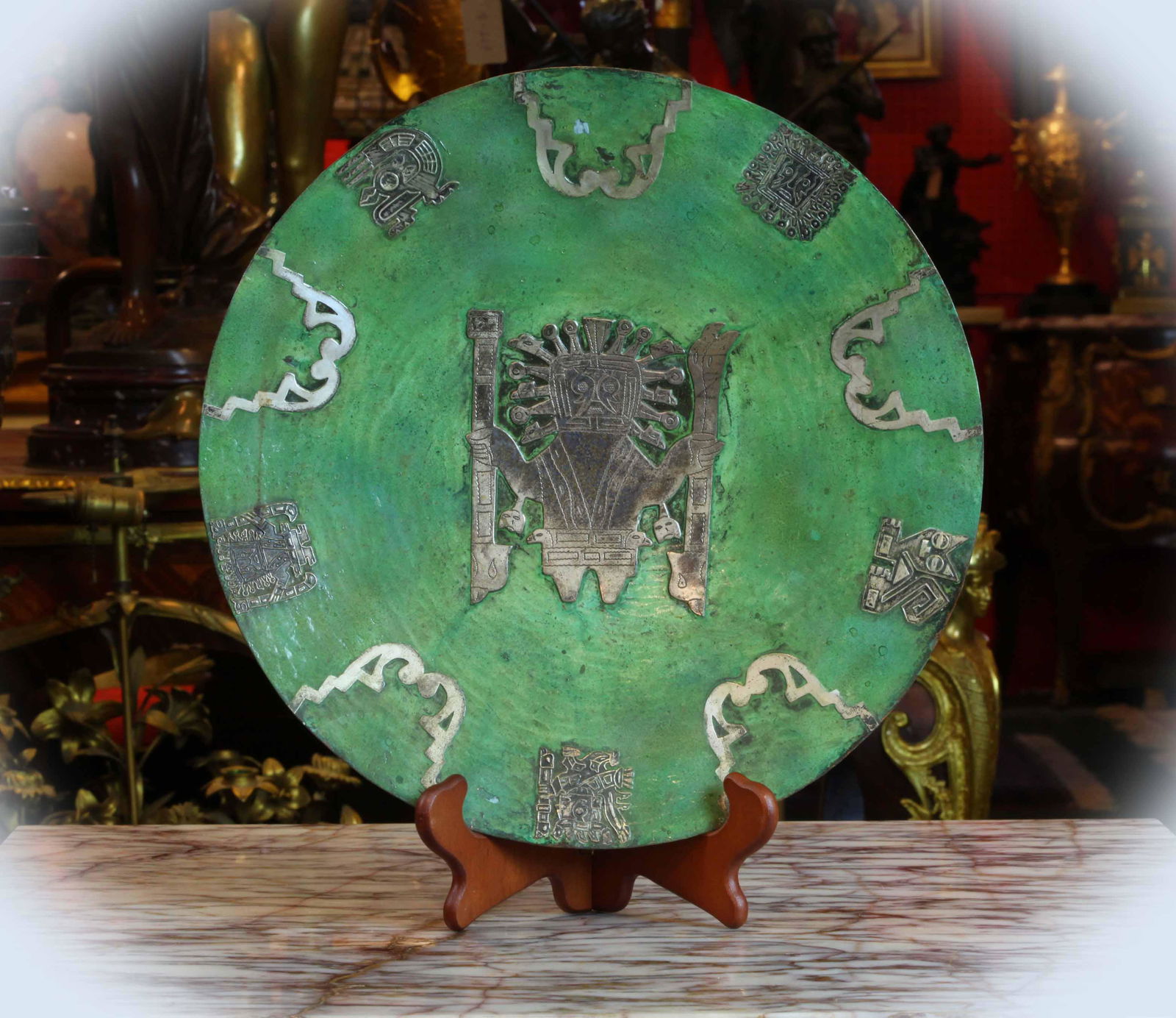 Middle of the century ename,sterling silver wall plaque (1 of 3)