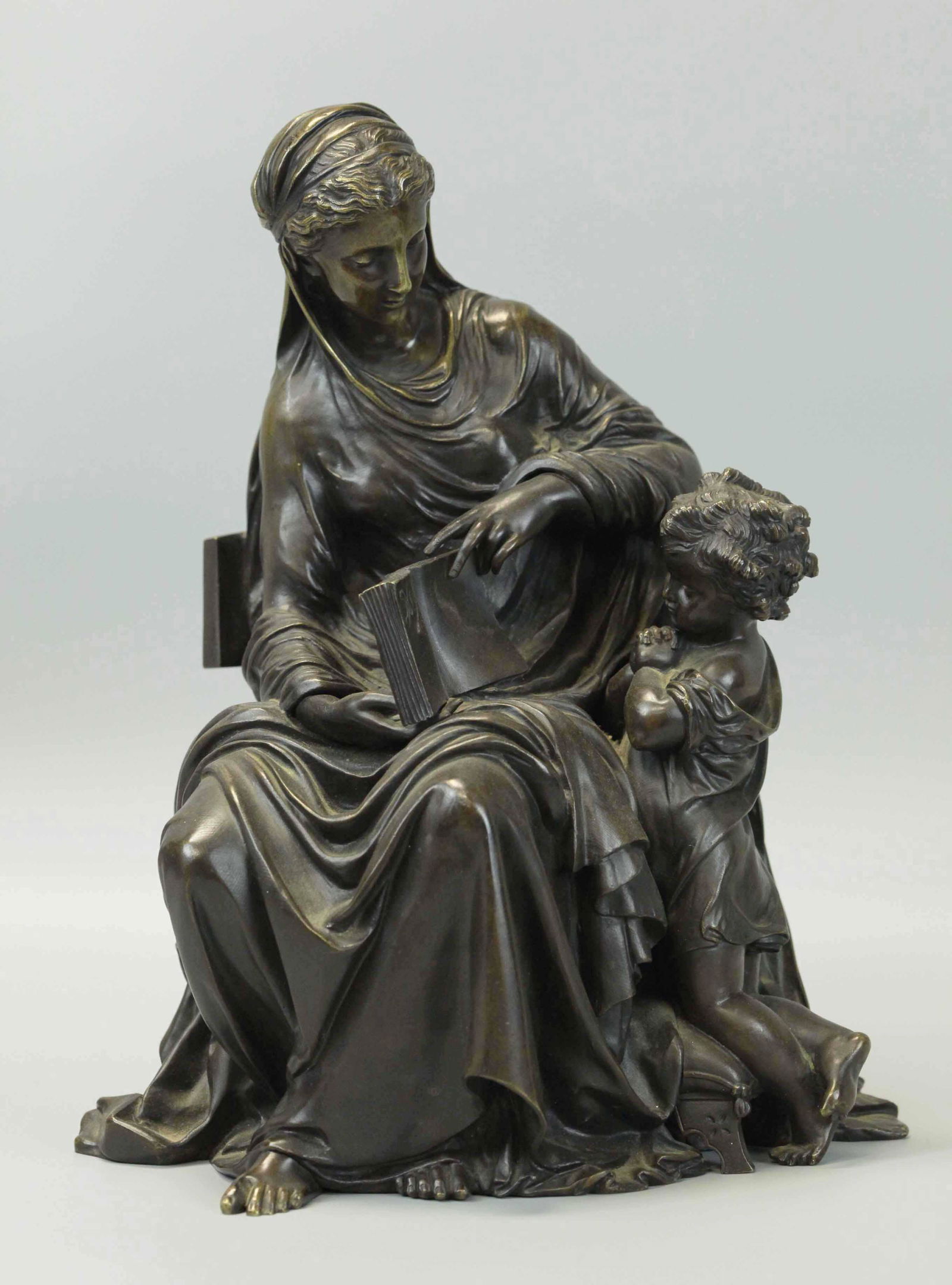 Bronze statue of woman with cupid,19th century (1 of 8)