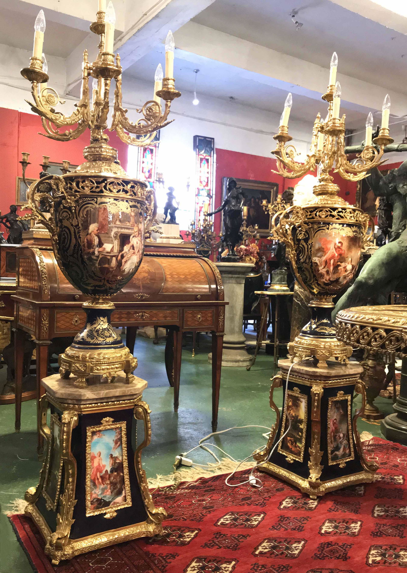 P gilt bronze mounted sevre style candelabras (1 of 8)
