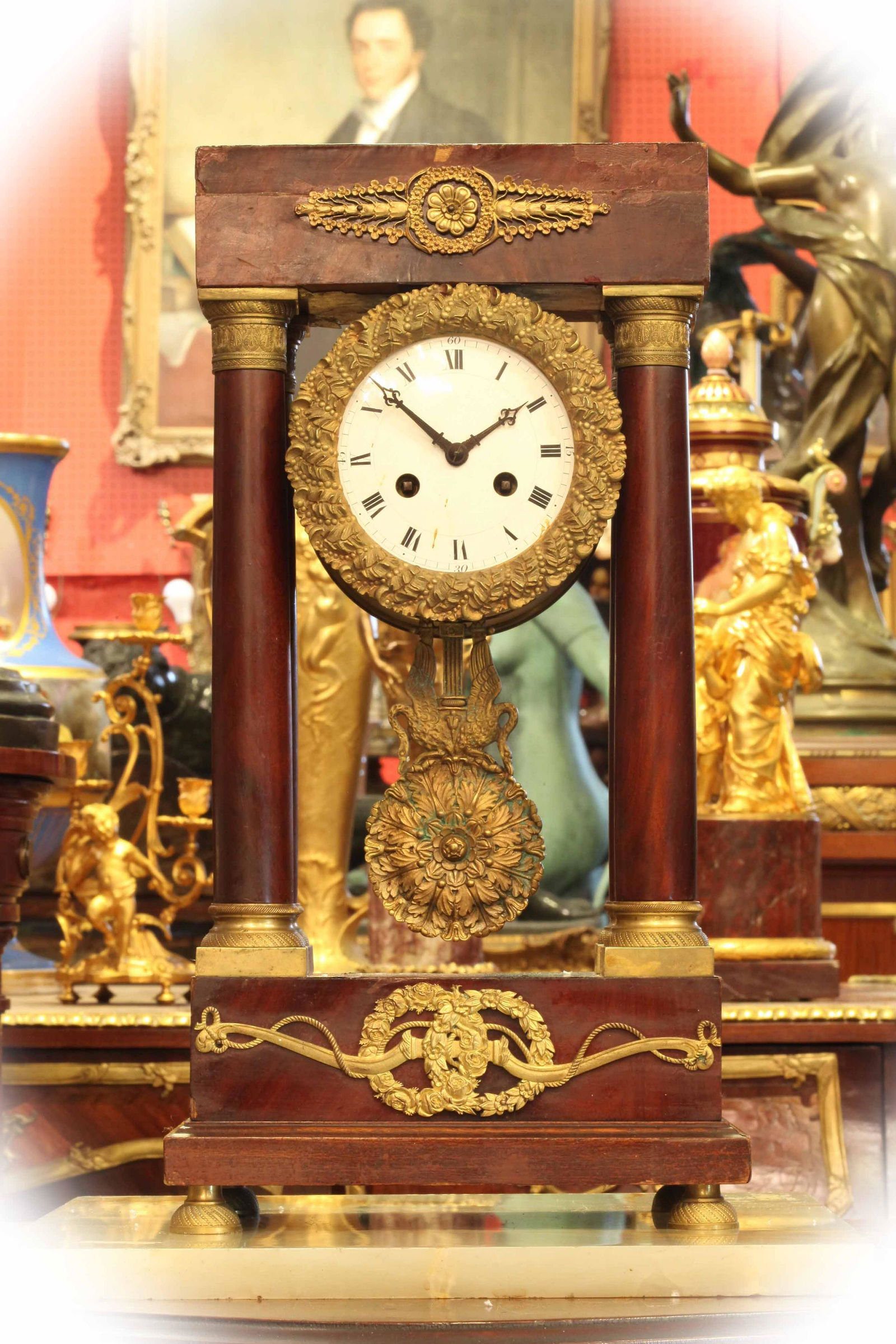 19th C French Four Columns Wooden and Dore Bronze (1 of 8)