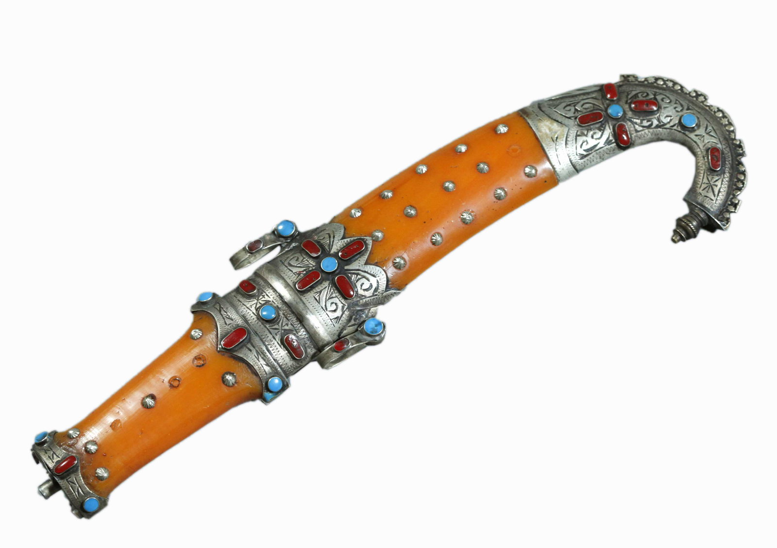 Rare Handmade Antique Moroccan Tuareg Metal Agate Dagger African Knife (1 of 4)