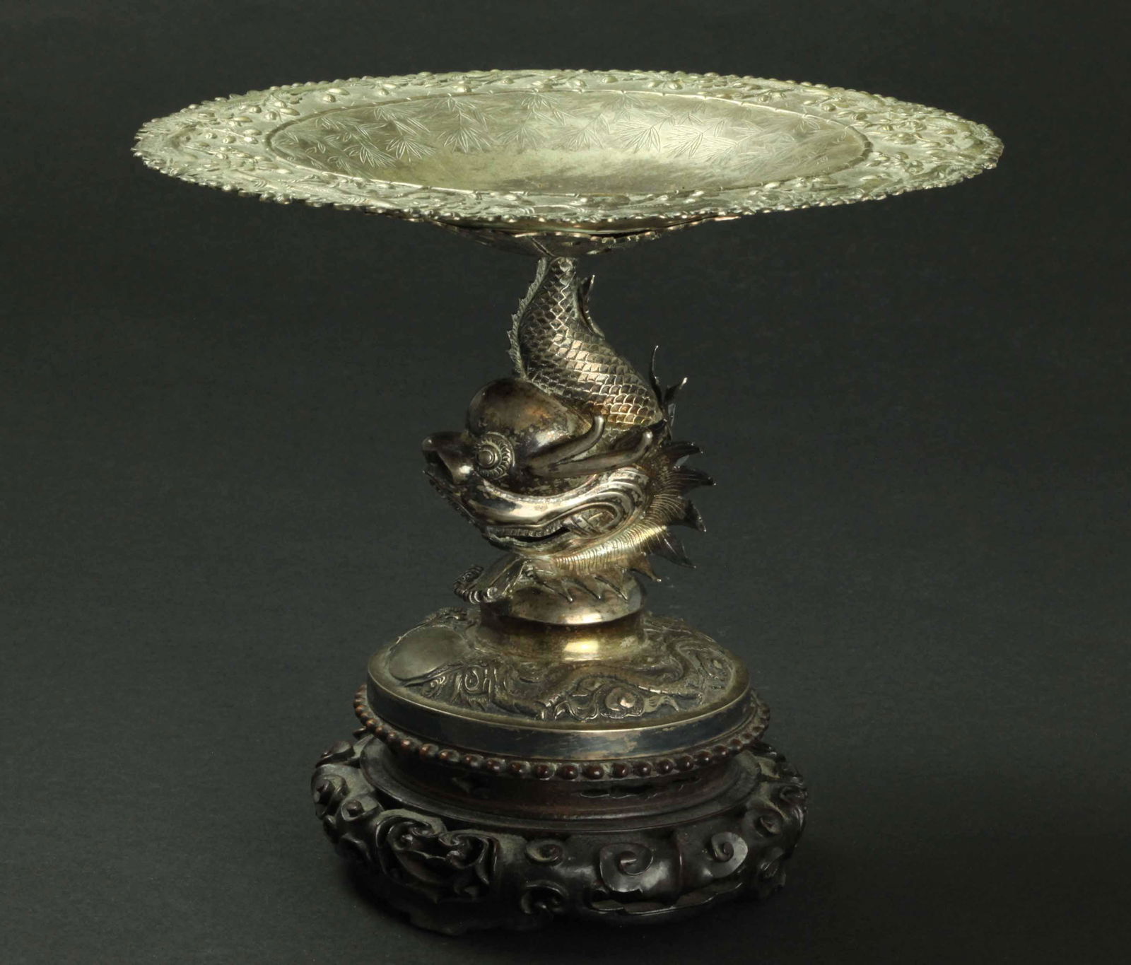 Chinese antique sterling silver centerpiece, marked (1 of 7)