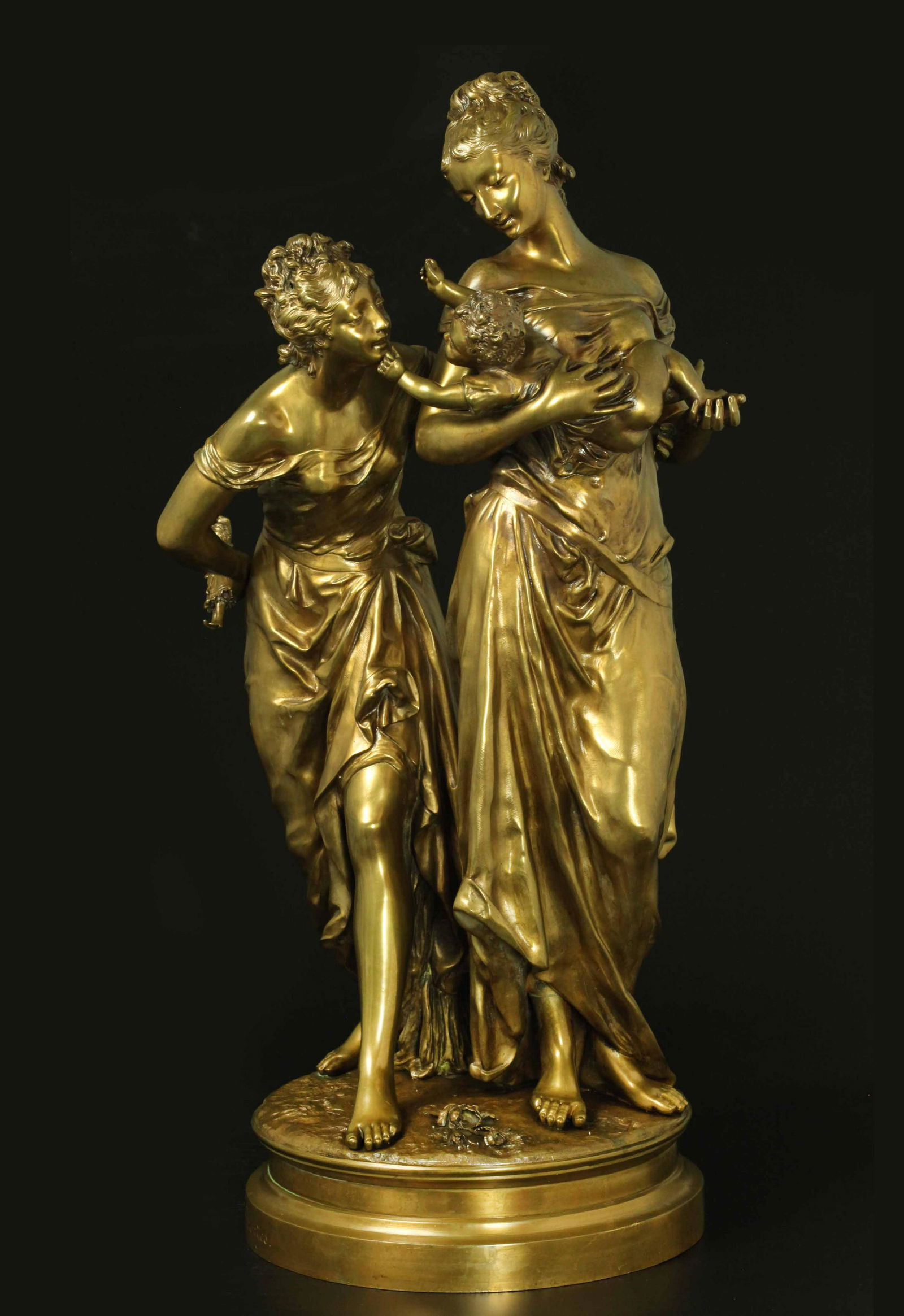 19th century large and excellent bronze group, signed (1 of 10)