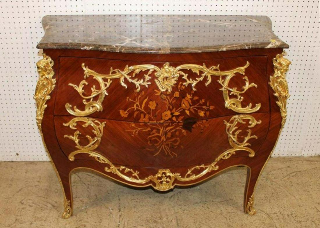 Regency style bronze mounted inlaid marquetry 2 drawer commode (1 of 5)