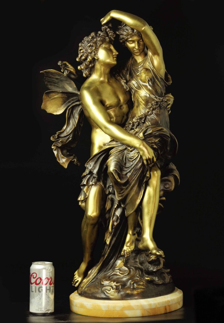 19th century bronze group on marble base by Mathurin Moreau (1 of 8)