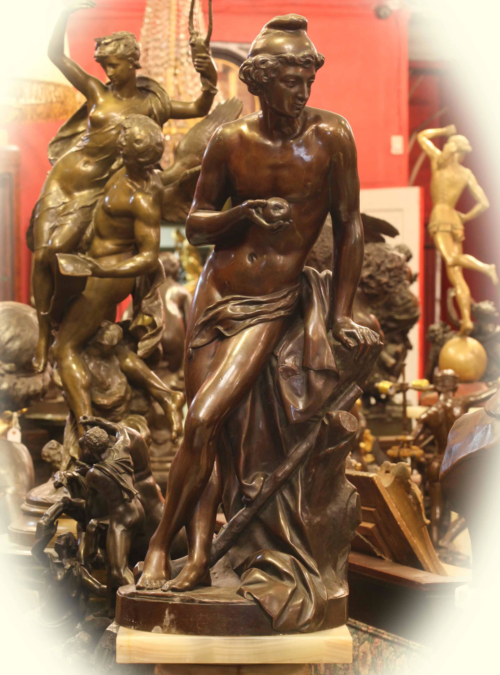 19th century brown patina bronze sculpture, signed E.PICAULT (1 of 7)