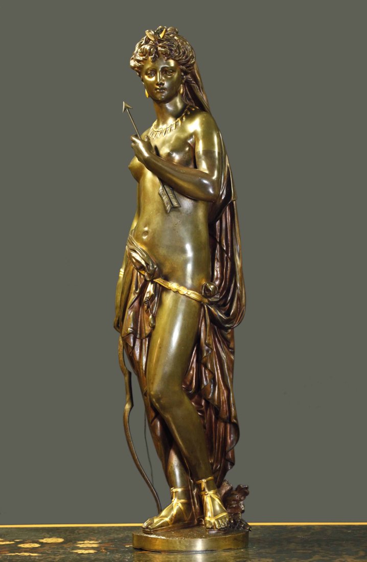19 C bronze figure sculpture, Diana the huntress, signed Gregoire (1 of 10)