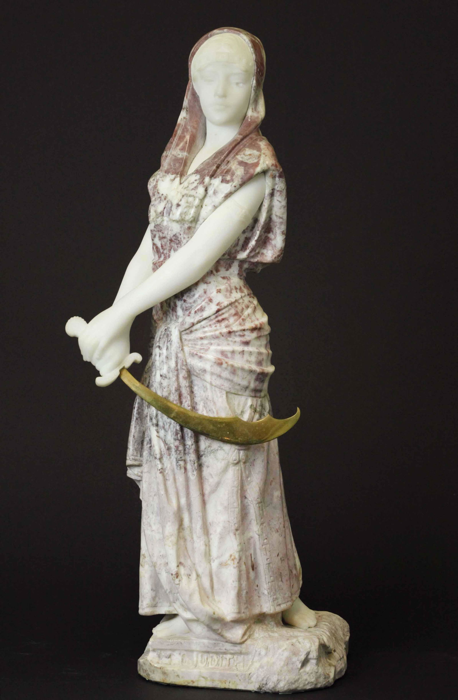 19 C two tone marble sculpture of Judith, signed, (1 of 10)