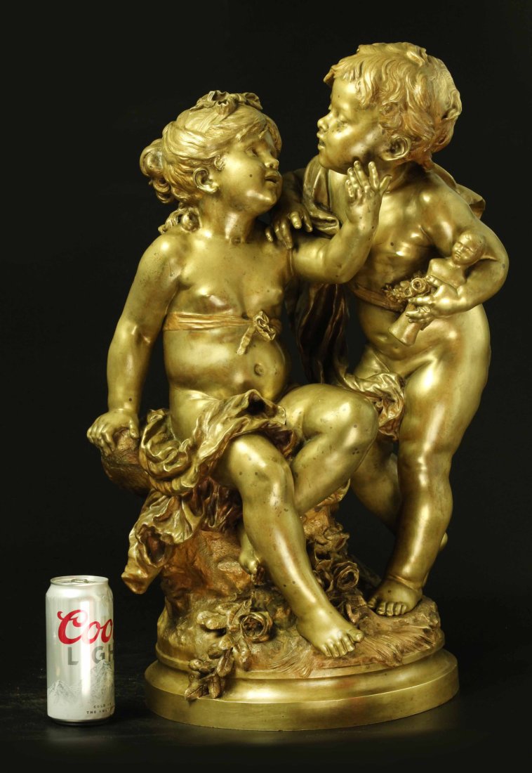 19th century bronze sculpture by Auguste Moreau, marked (1 of 7)