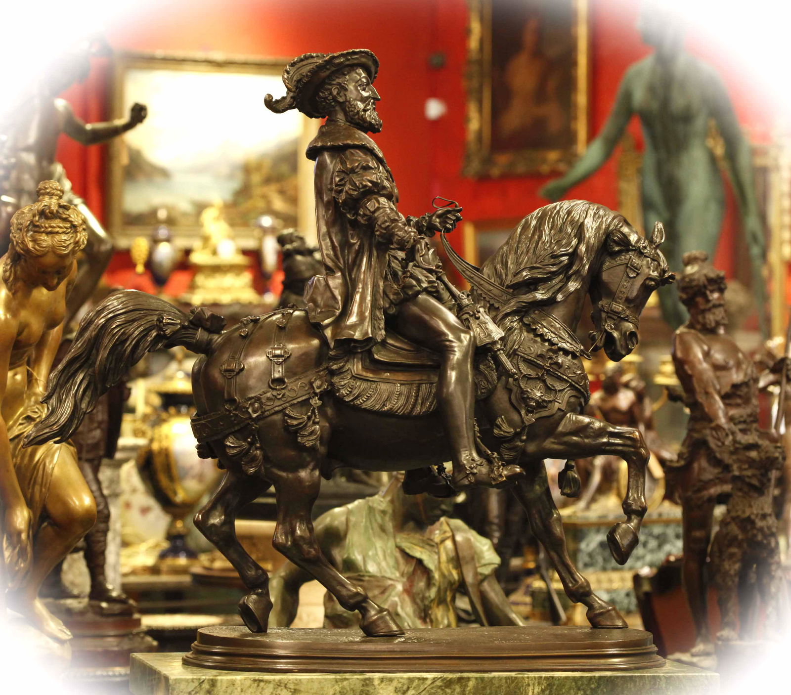 19th century bronze sculpture, "Francois I a Cheval," signed (1 of 10)