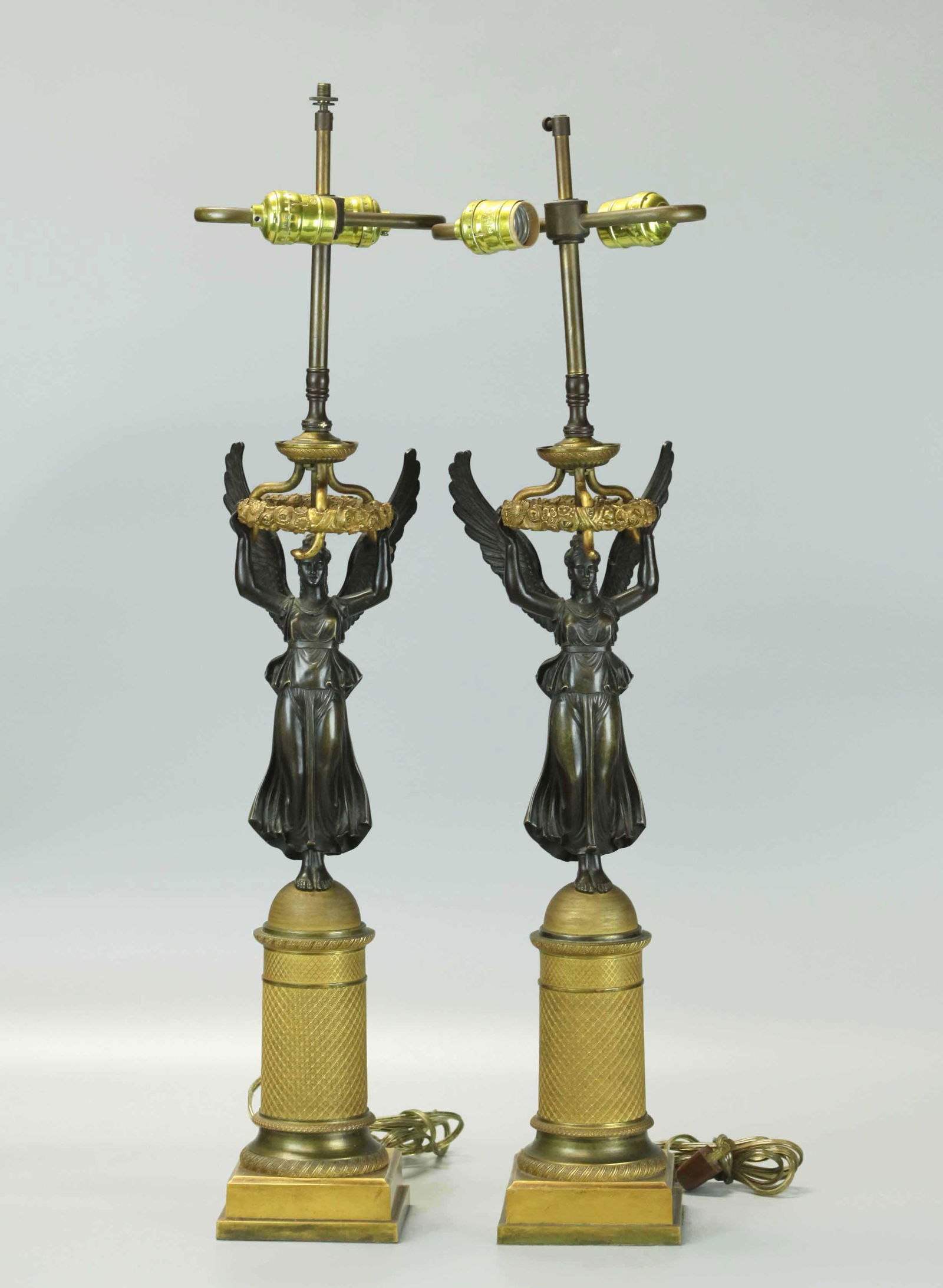 Pair of early 19th century Dore bronze and dark patina lamps (1 of 6)