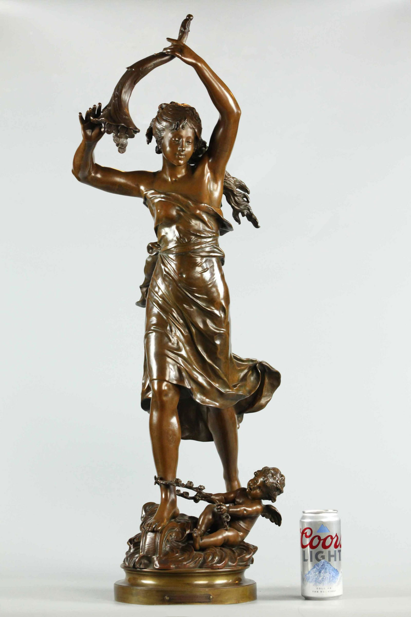 19th C Brown Patina Bronze Sculpture,by Aug Moreau (1 of 8)