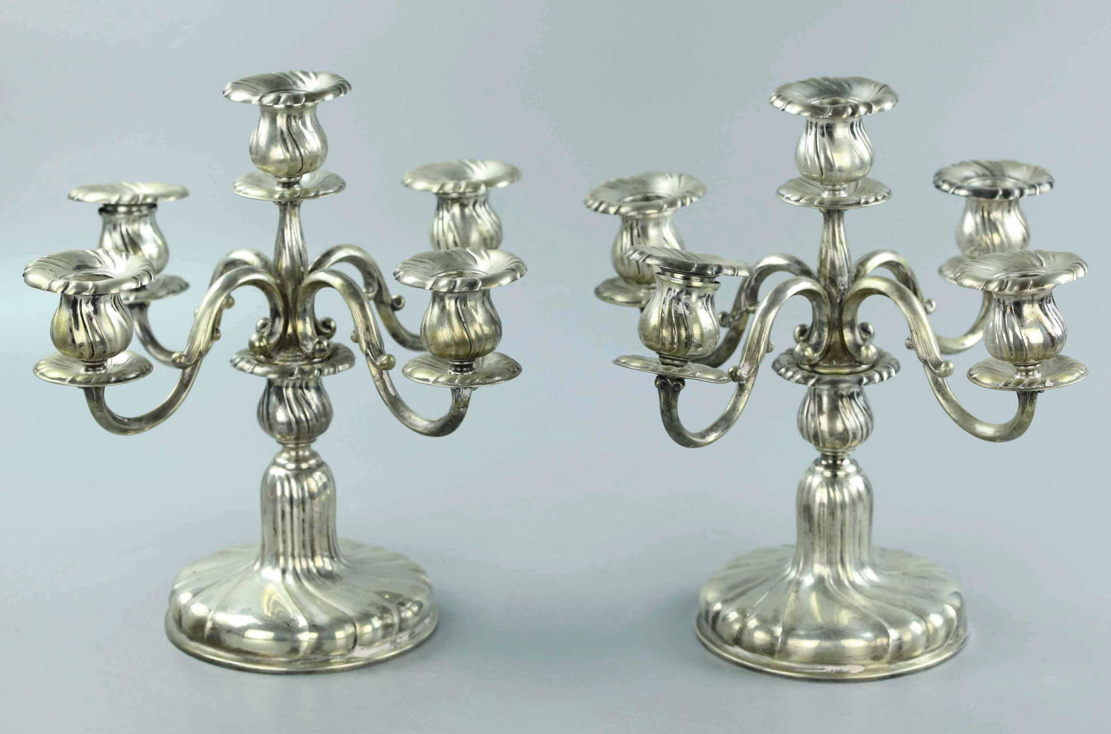 Pair of 19th Century German Solid Silver Candelabras, marked (1 of 9)