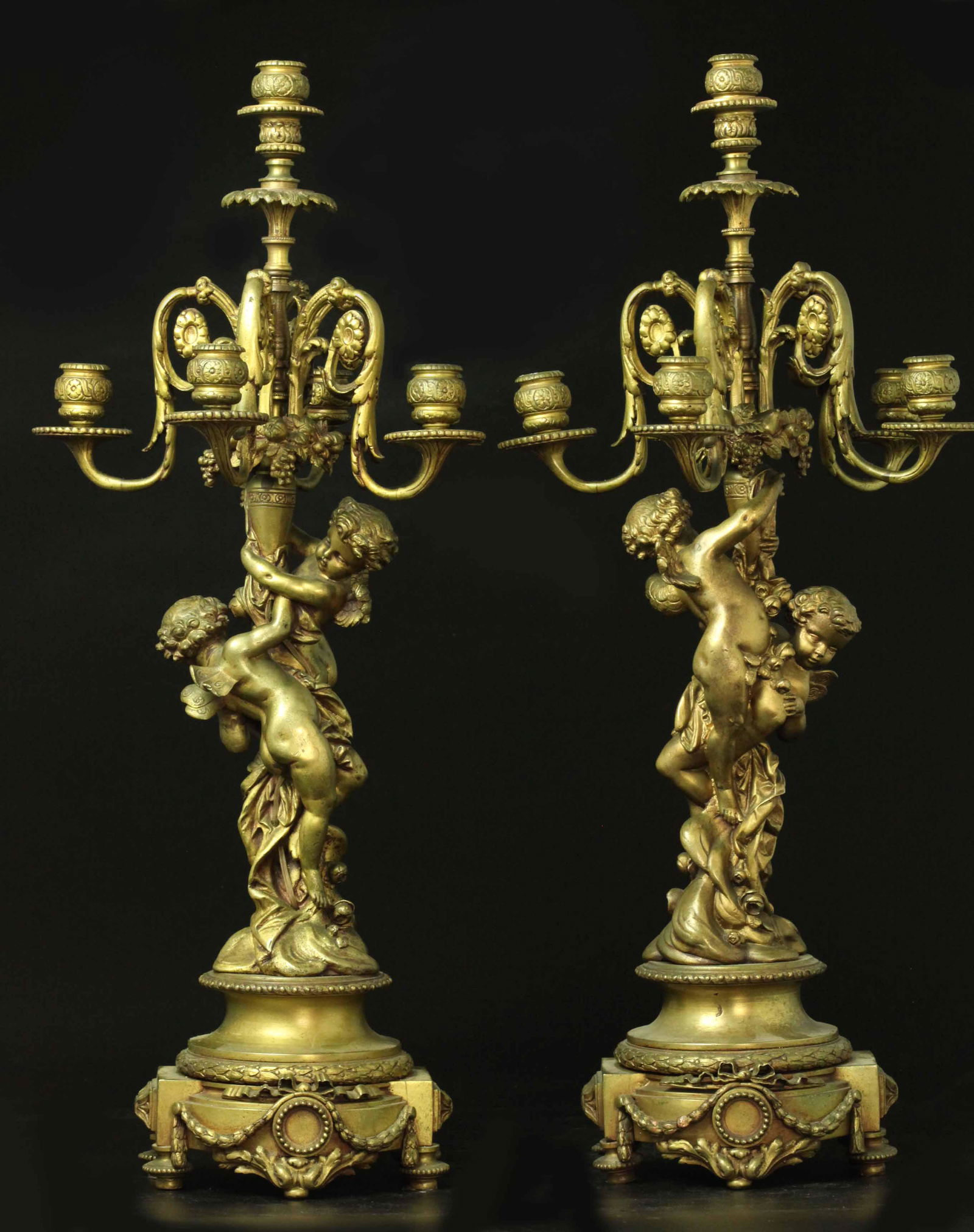 Pair of antique bronze candelabras (1 of 5)