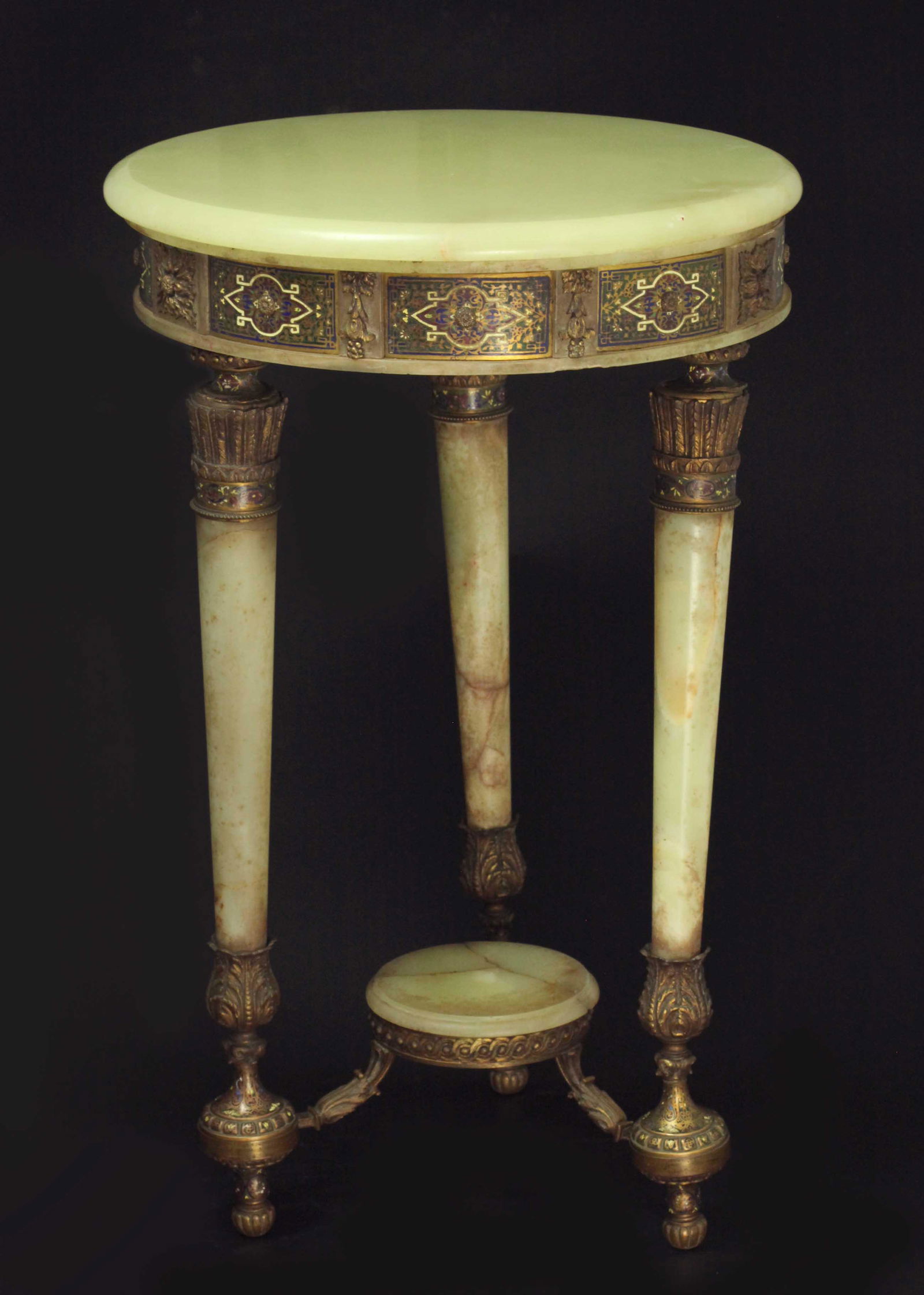 Antique French champleve enamel and onyx table (1 of 5)