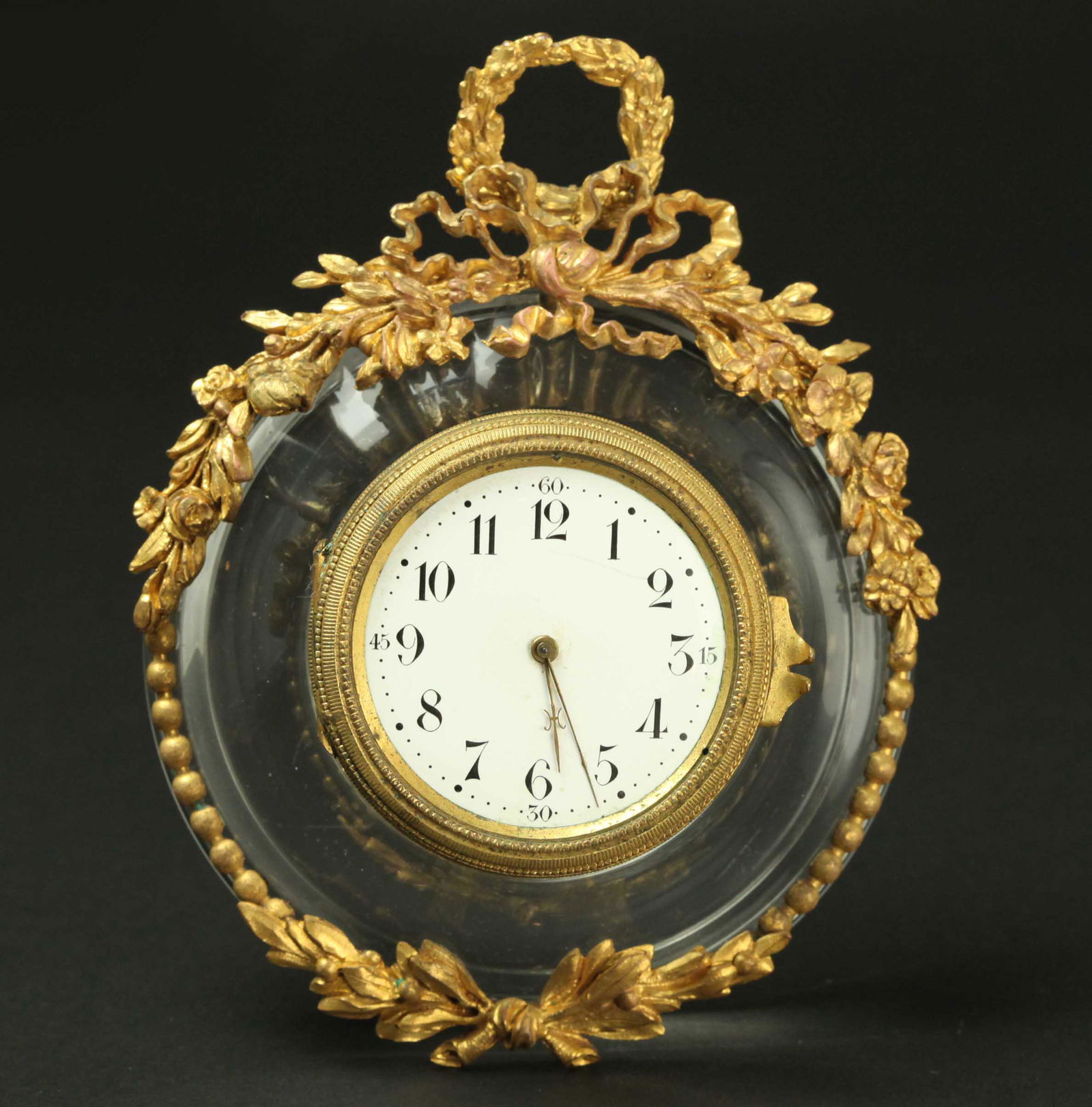 19th century French Dore bronze wall clock, marked (1 of 7)
