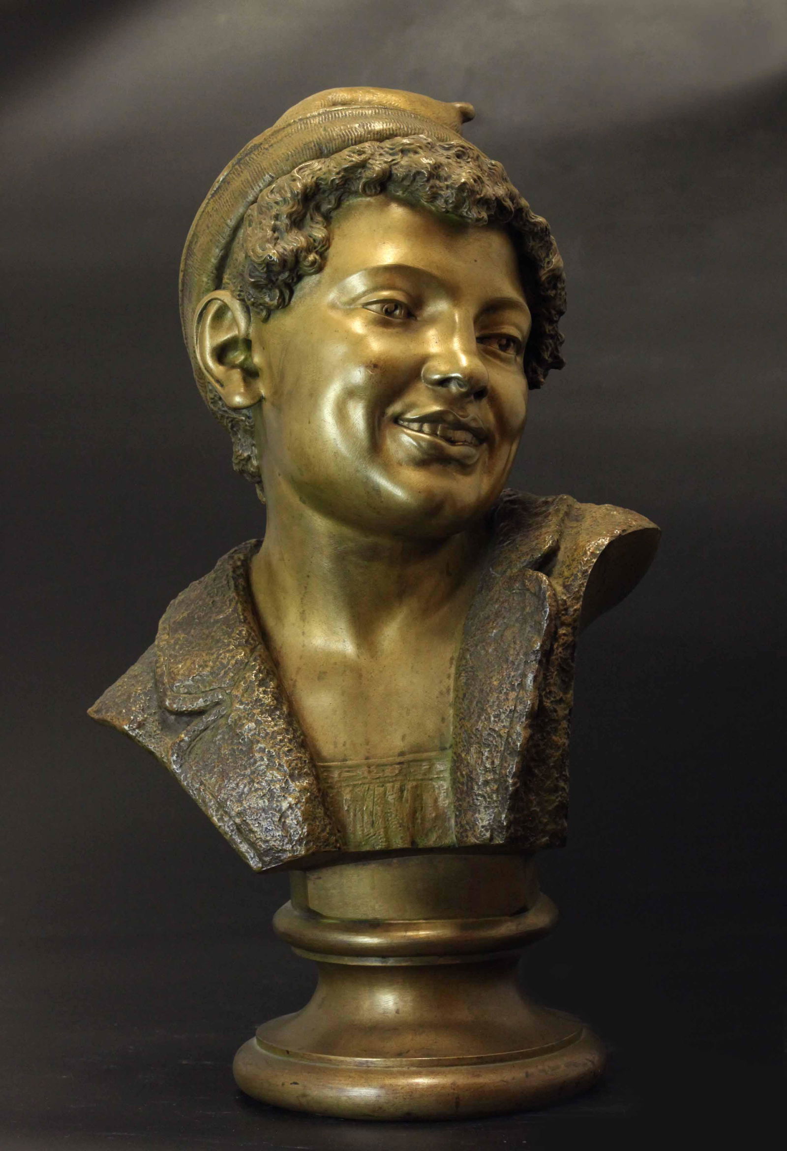 19th century patinated bronze bust , signed"S.D ENECHEAU. MDCCCLXVII." (1 of 5)
