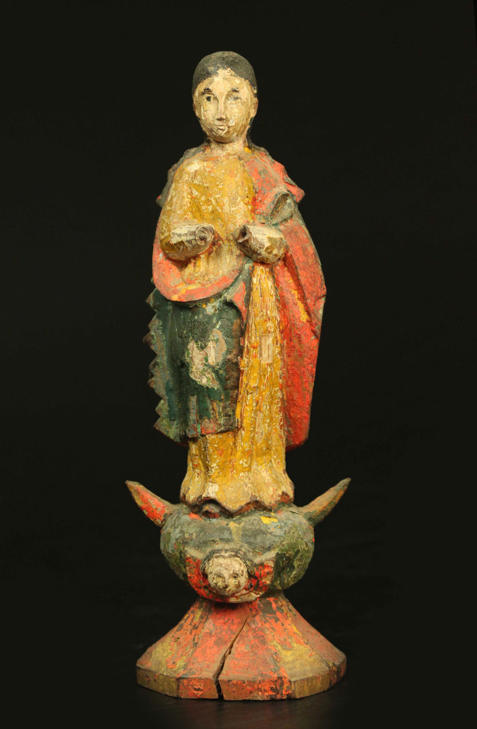 Early 17th century carved wood figure statue (1 of 4)