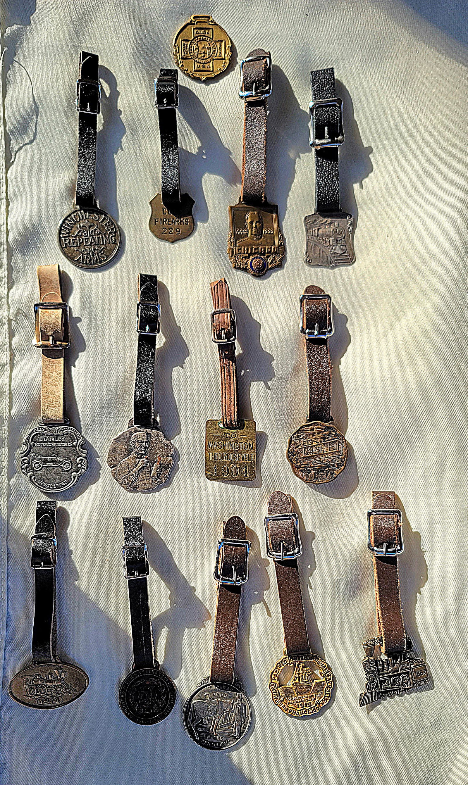 Rare Collection Of Antique vintage Railroad Watch Fobs