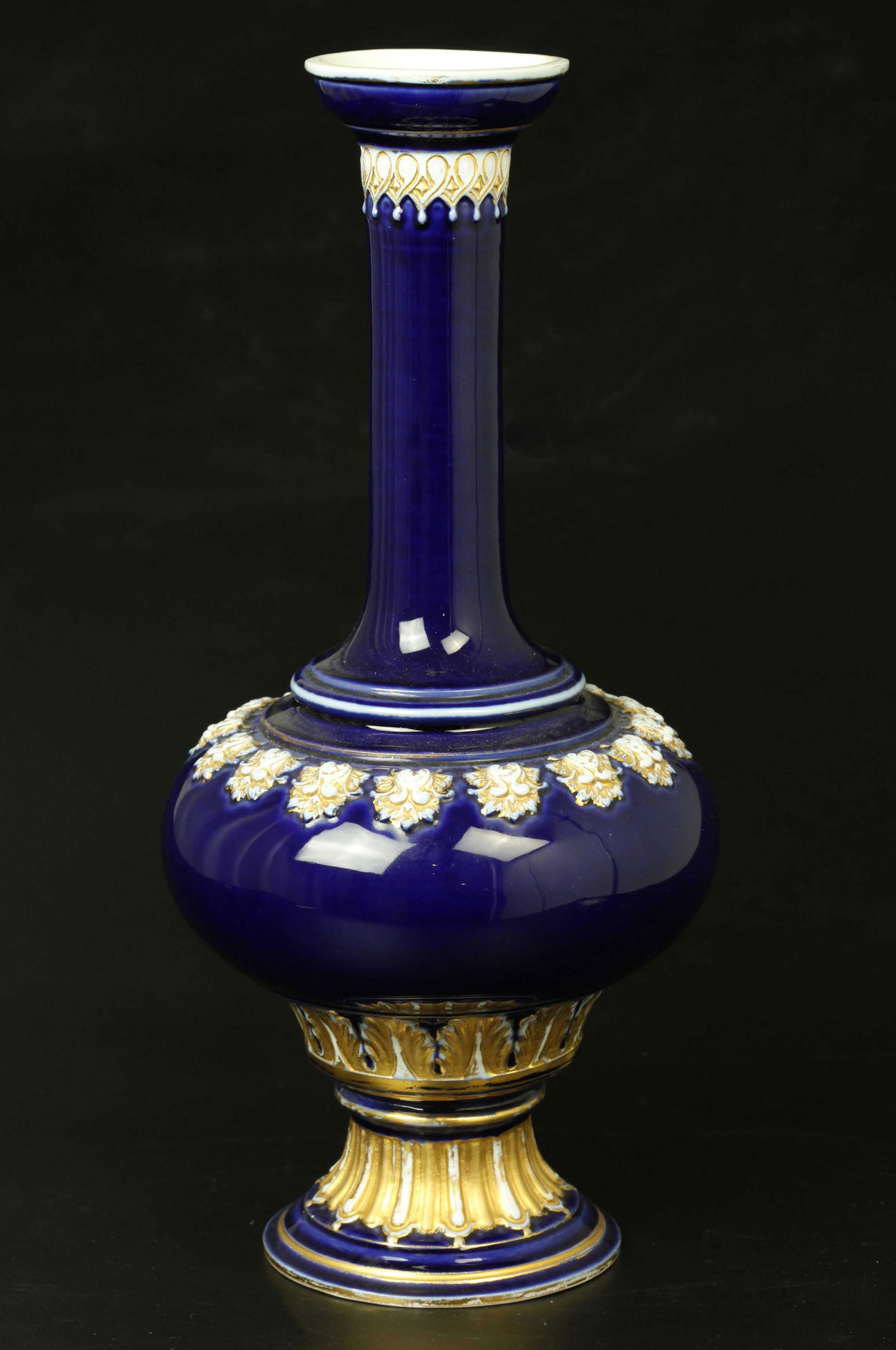 German Meissen cobalt-blue porcelain vase, marked. (1 of 5)