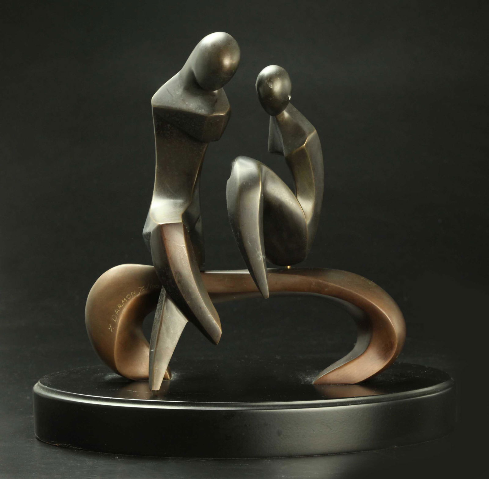 Abstract bronze statue of Multiform, marked"Y. DARMON 76/100" (1 of 5)