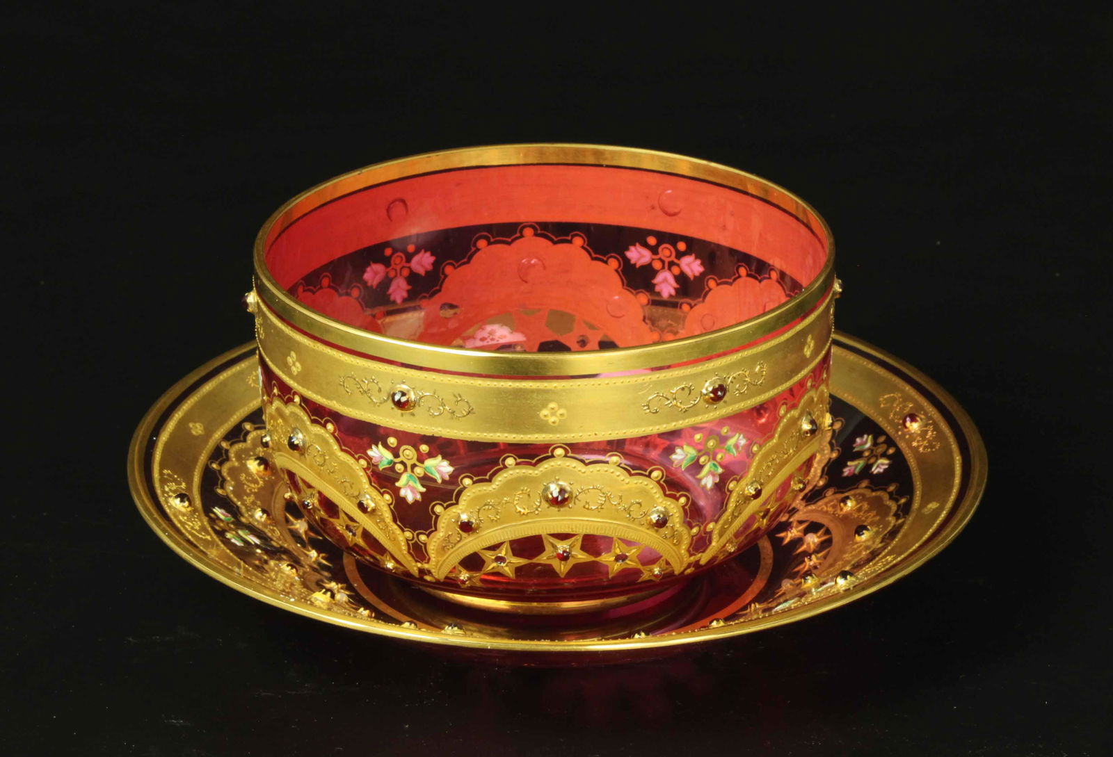 Antique Bohemian glass bowl and underplate (1 of 6)