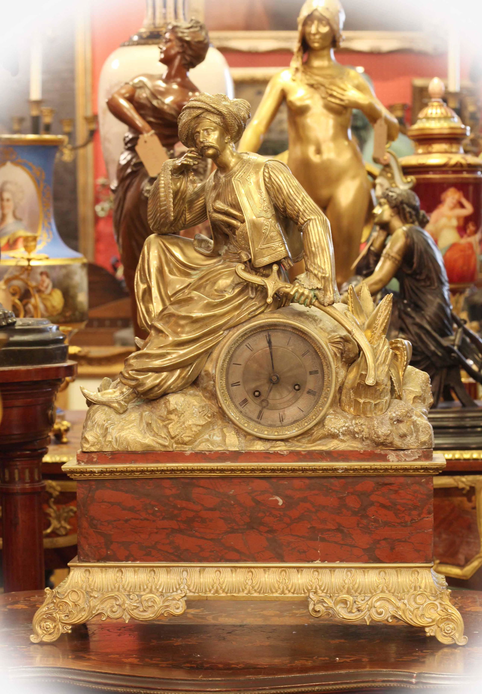 Pair of white gold, diamond and jade drop earrings, marked 14k (1 of 5)