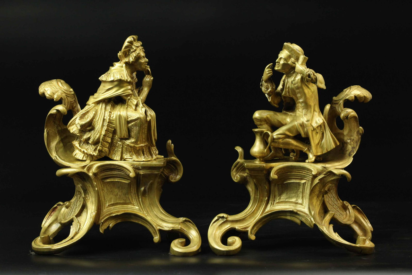 Pair 19 C Dore bronze fireplace andirons (1 of 6)