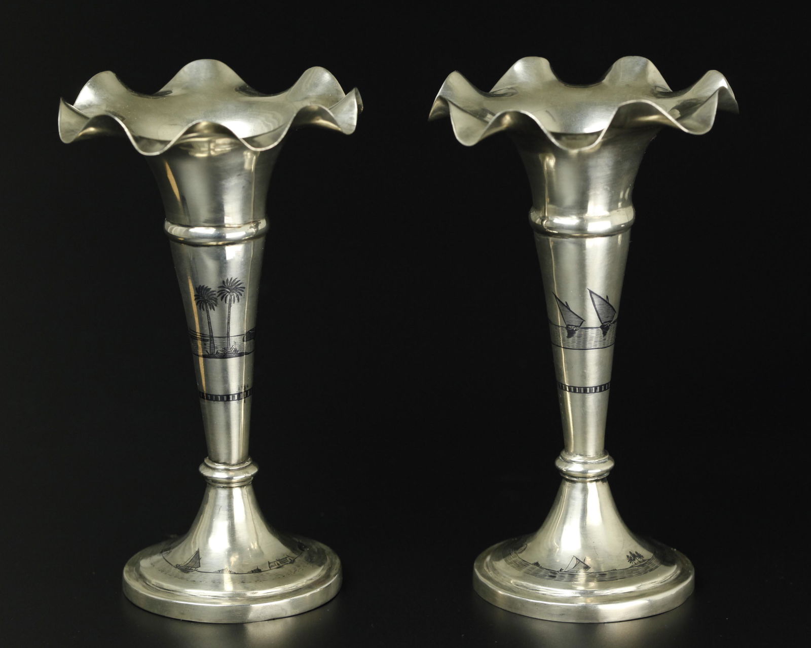 Pair of Iranian sterling silver vases (1 of 4)