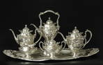 Antique Reed & Barton sterling silver 7 pieces coffee and tea set, marked "Reed & Barton sterling"