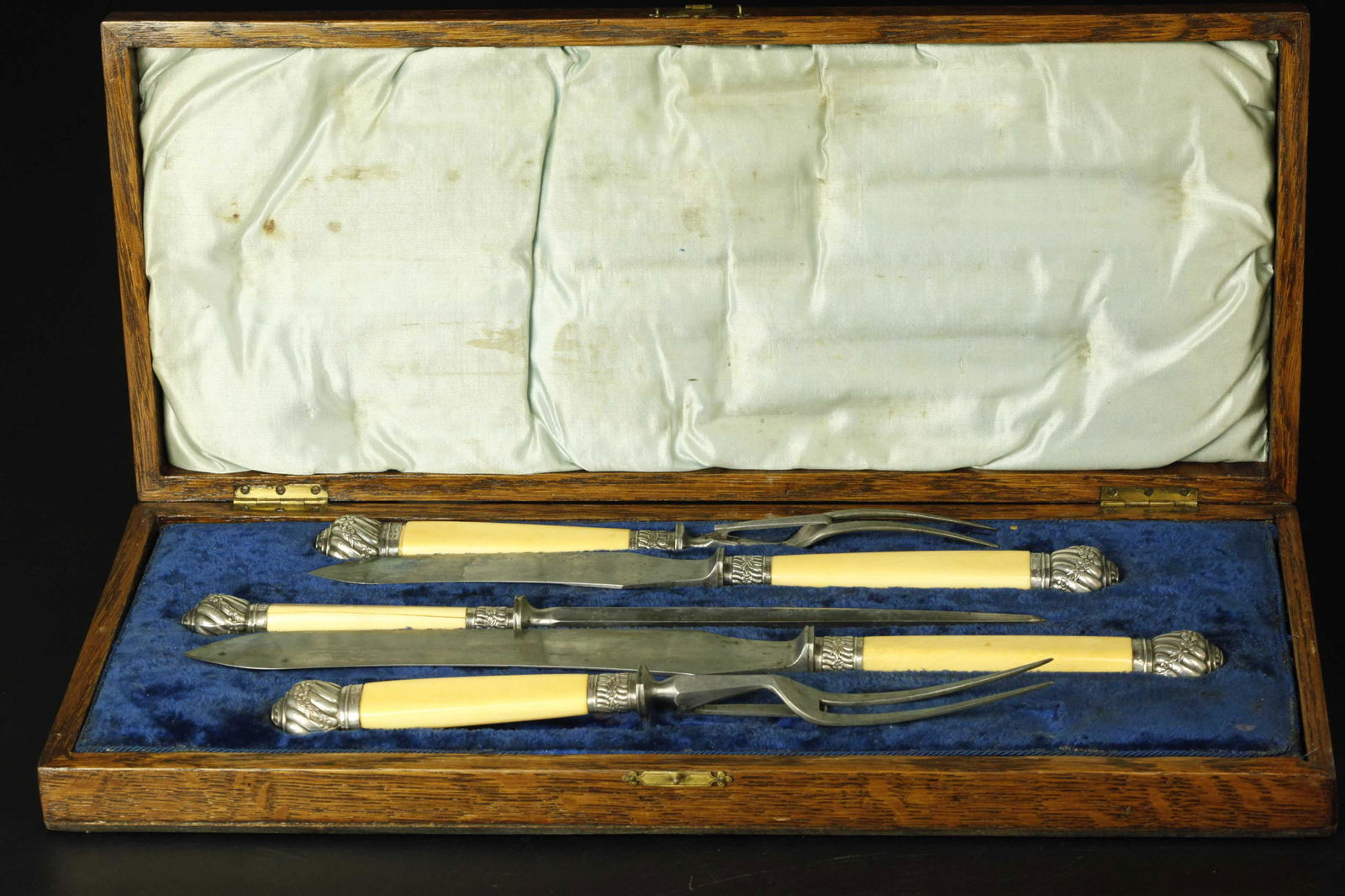 Genuine late Victorian 5-piece meat carving set by Allen & Darwin, Sheffield, circa 1890 (1 of 7)