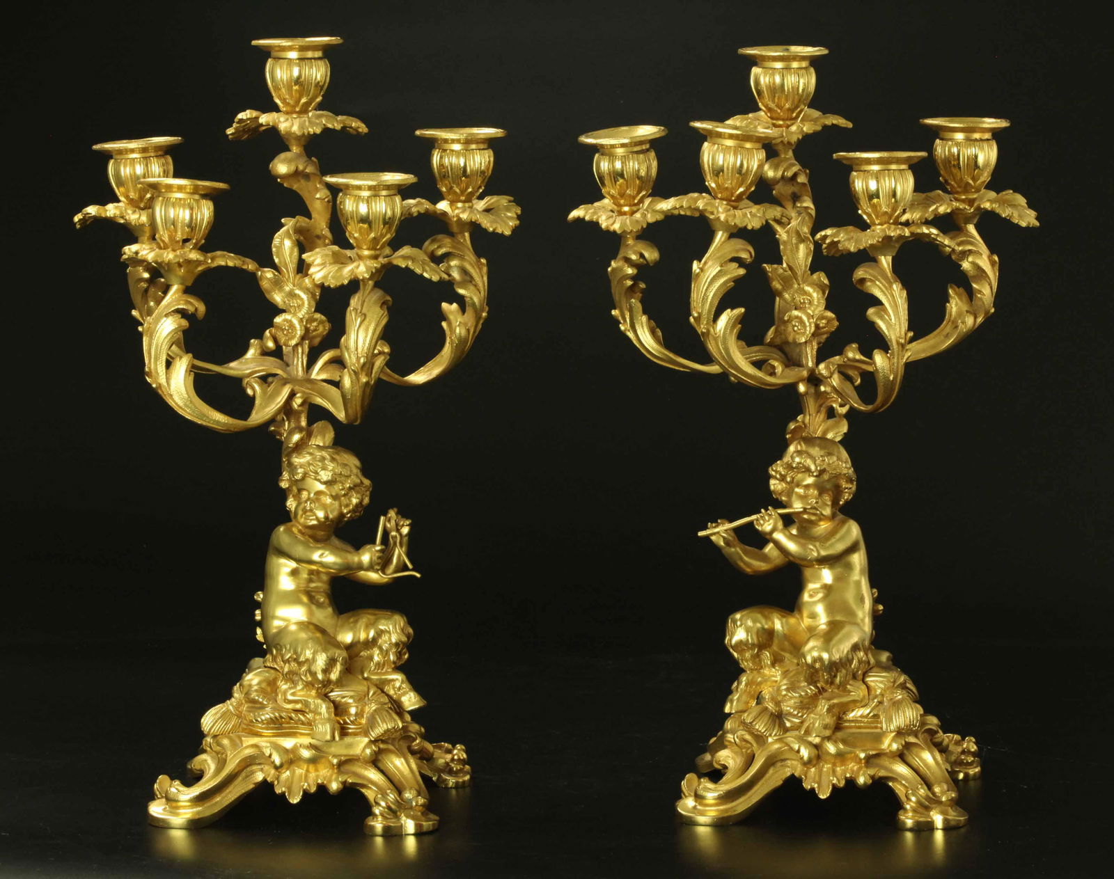 Pair of 19th century Dore bronze candelabras (1 of 6)
