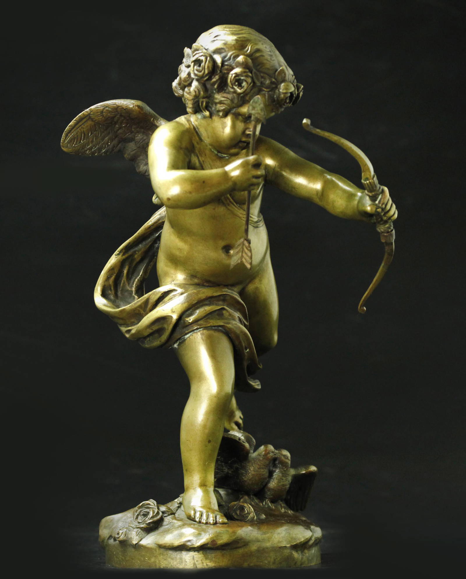 19th Century Bronze "cupid" Sculpture By Houdou,jean Antoine Houdon