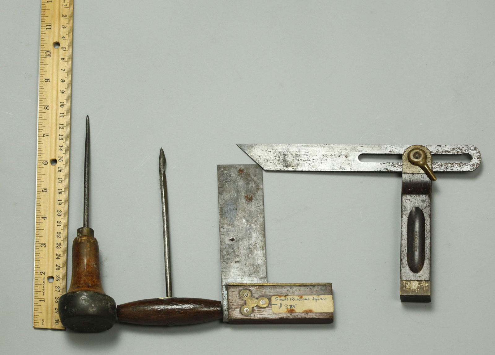 4 vintage collectible metal w/wooden tools (1 of 5)