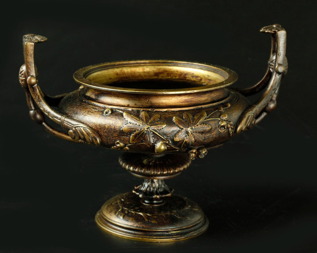 19th century French patinated bronze urn (1 of 5)