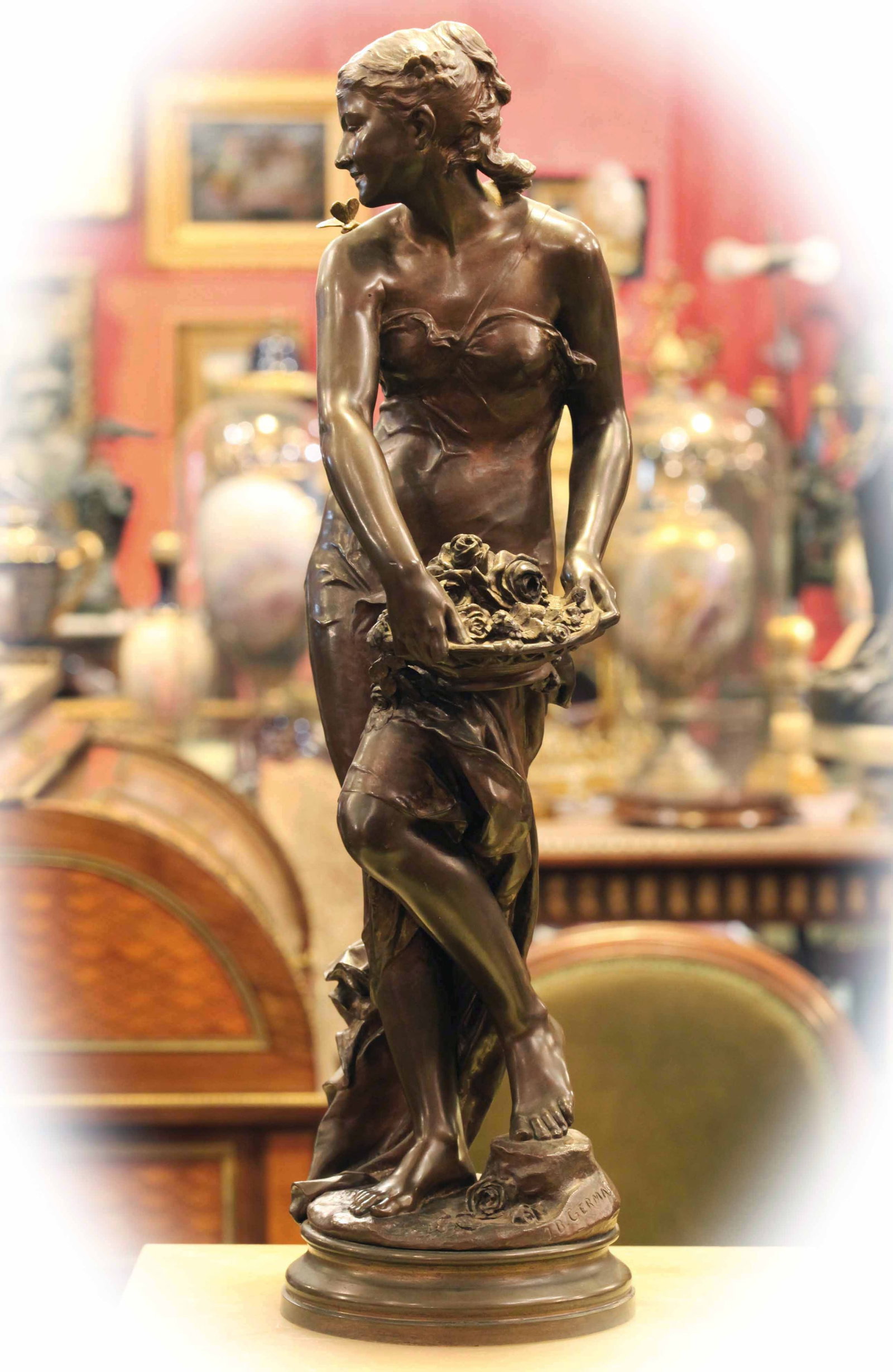 19th century bronze with brown patina sculpture, signed J.B.GERMAIN (1 of 8)