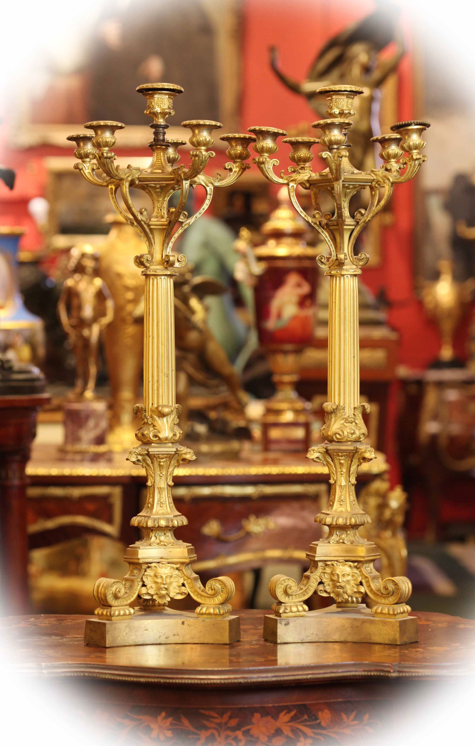 Pair Of 19th Century French Dore Bronze Candelabras (1 of 8)